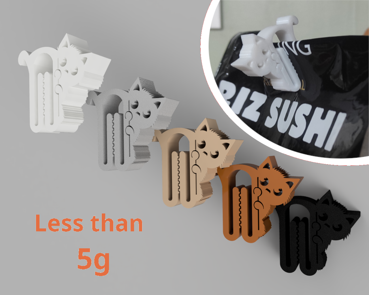 Small Clip with cuty cat shape - for bag & other packaging / No support