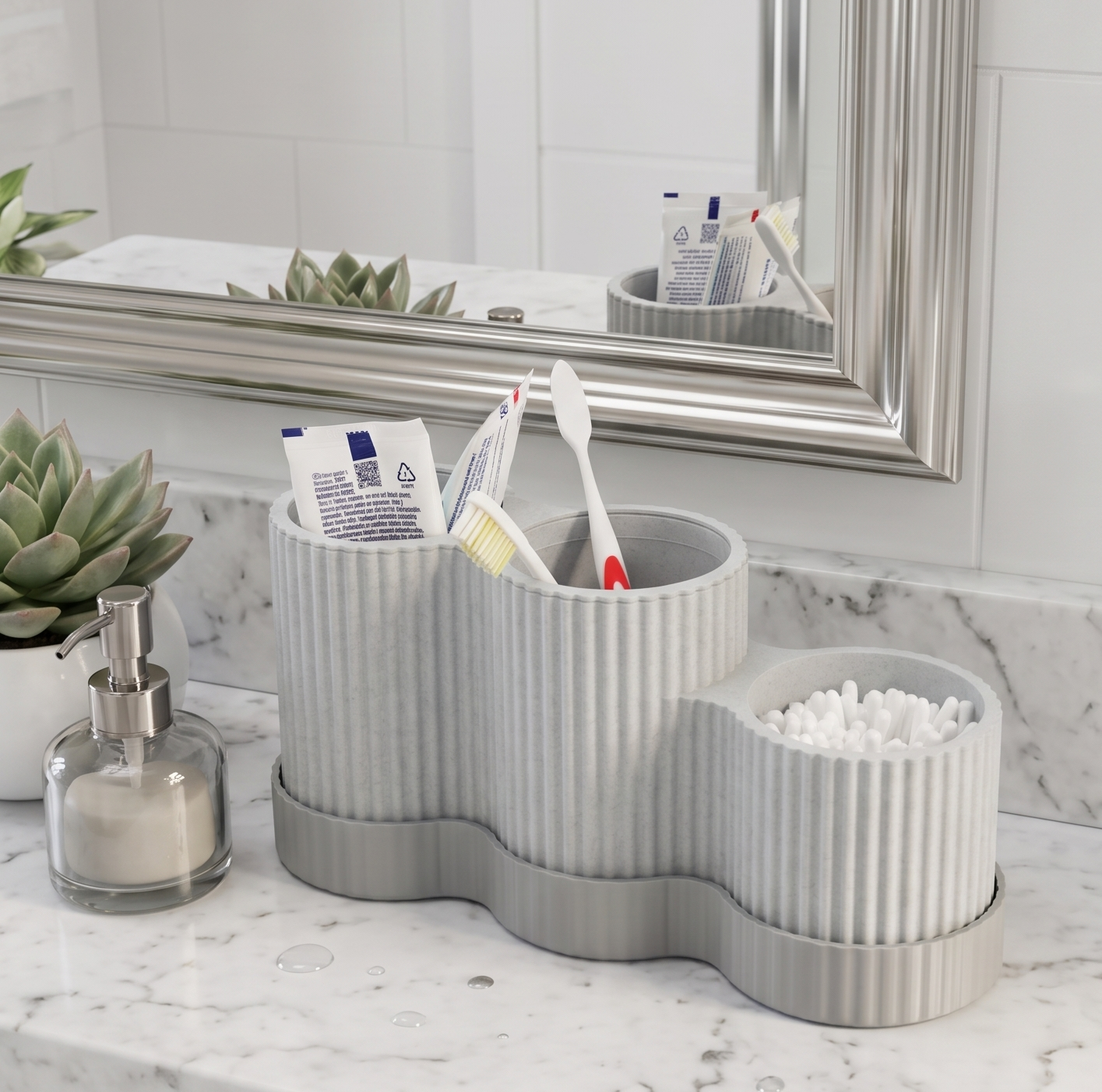 Textured Bathroom Organizer (Toothbrushes, Toothpaste, Q-tips)