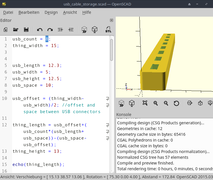 OpenSCAD USB cable storage for wall mount - photo 4