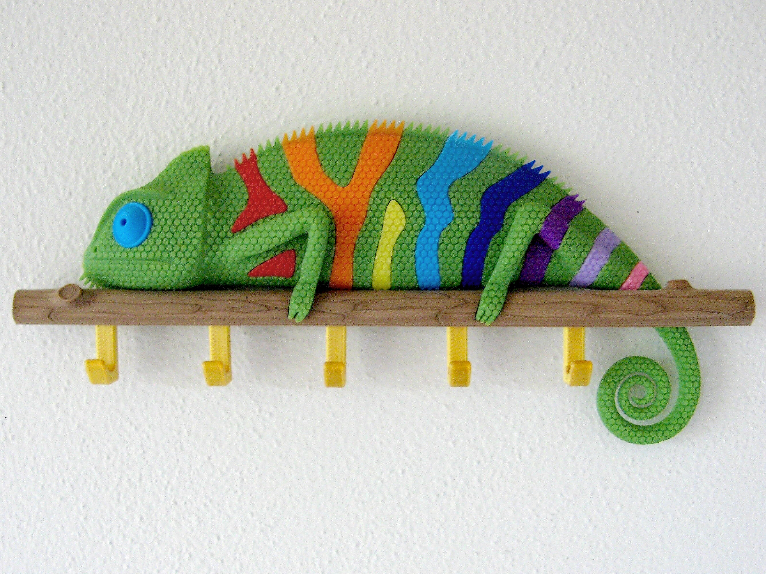 Multi Color Chameleon Wall Art / Key Holder