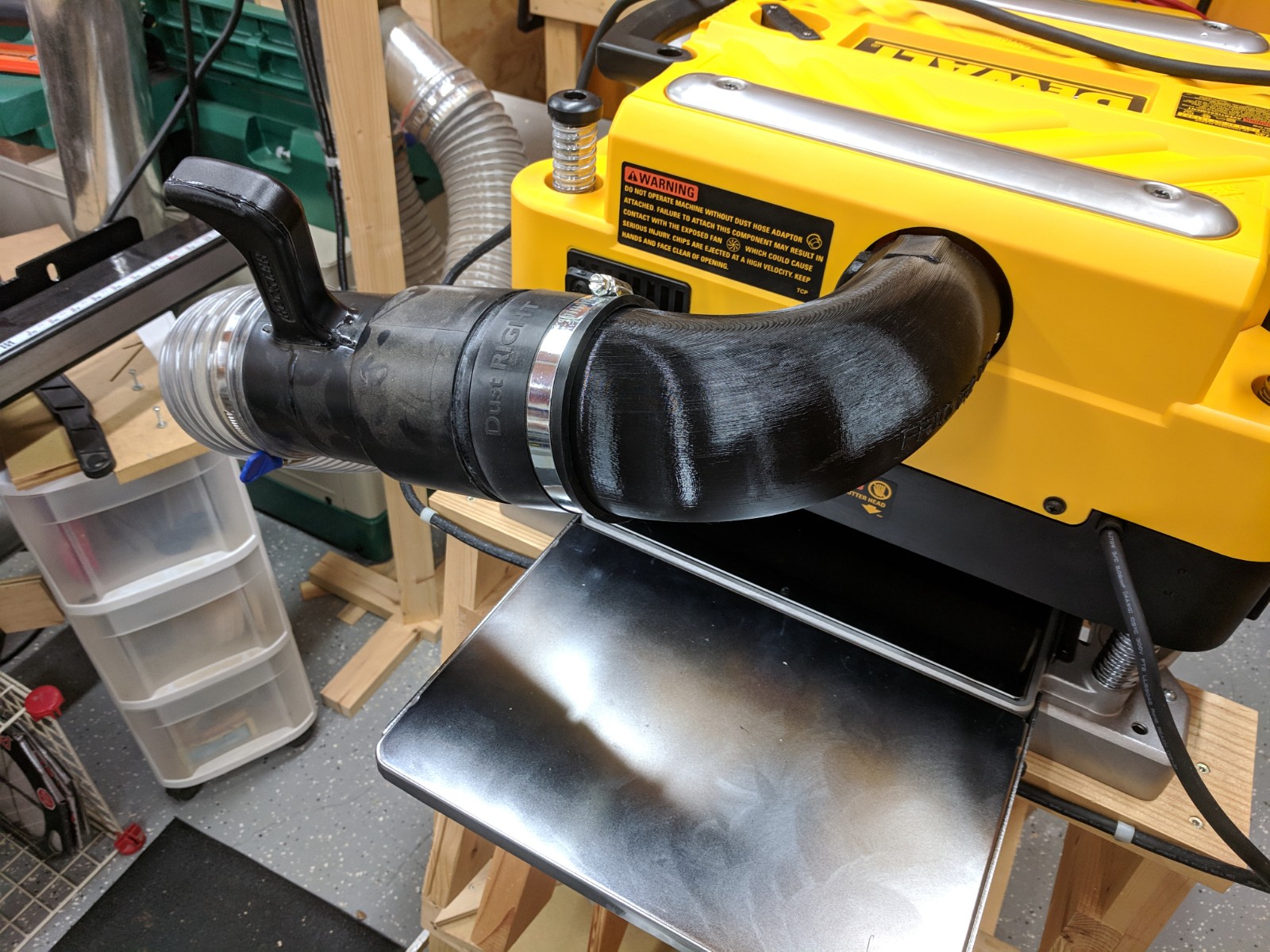 Dewalt DW735 to 4" 90° dust collection adapter