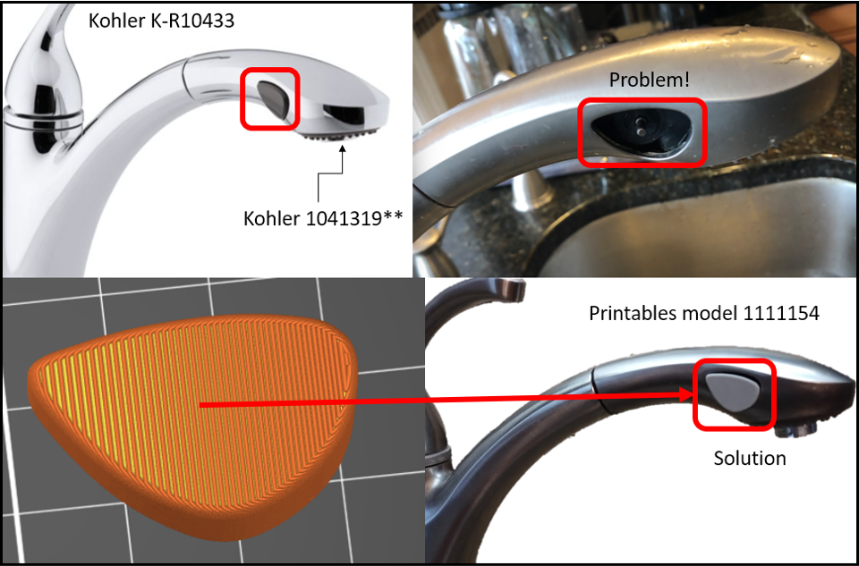 Kitchen Sink Faucet Replacement Button for Kohler Forte K-R10433 - photo 2