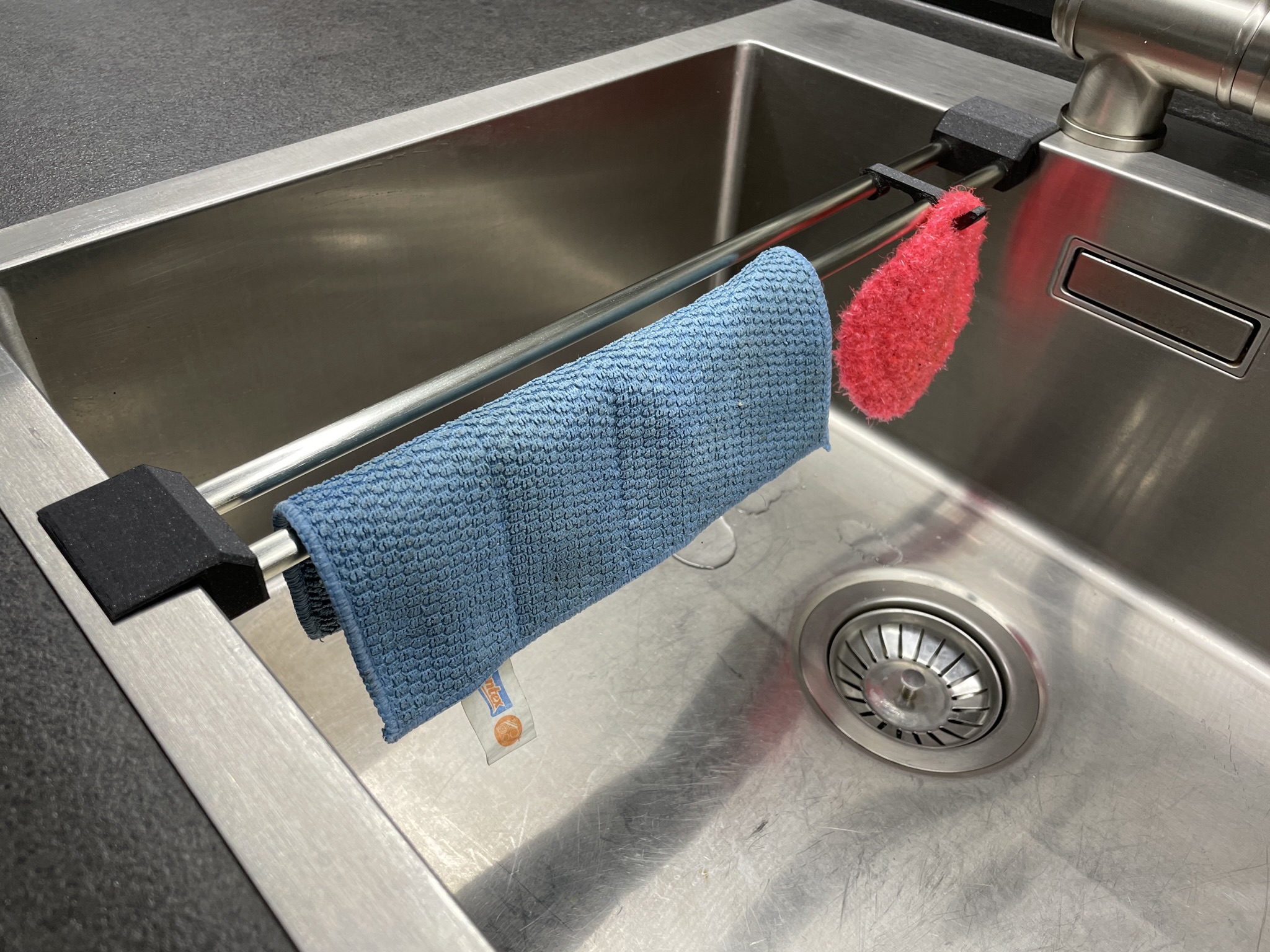 Kitchen sink rag holder & hook