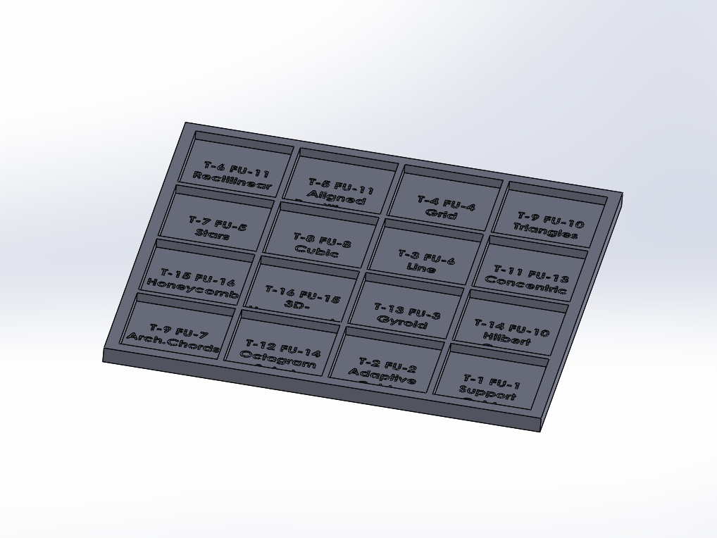 Upgraded Tray for Infill Stiffness Demo Cubes