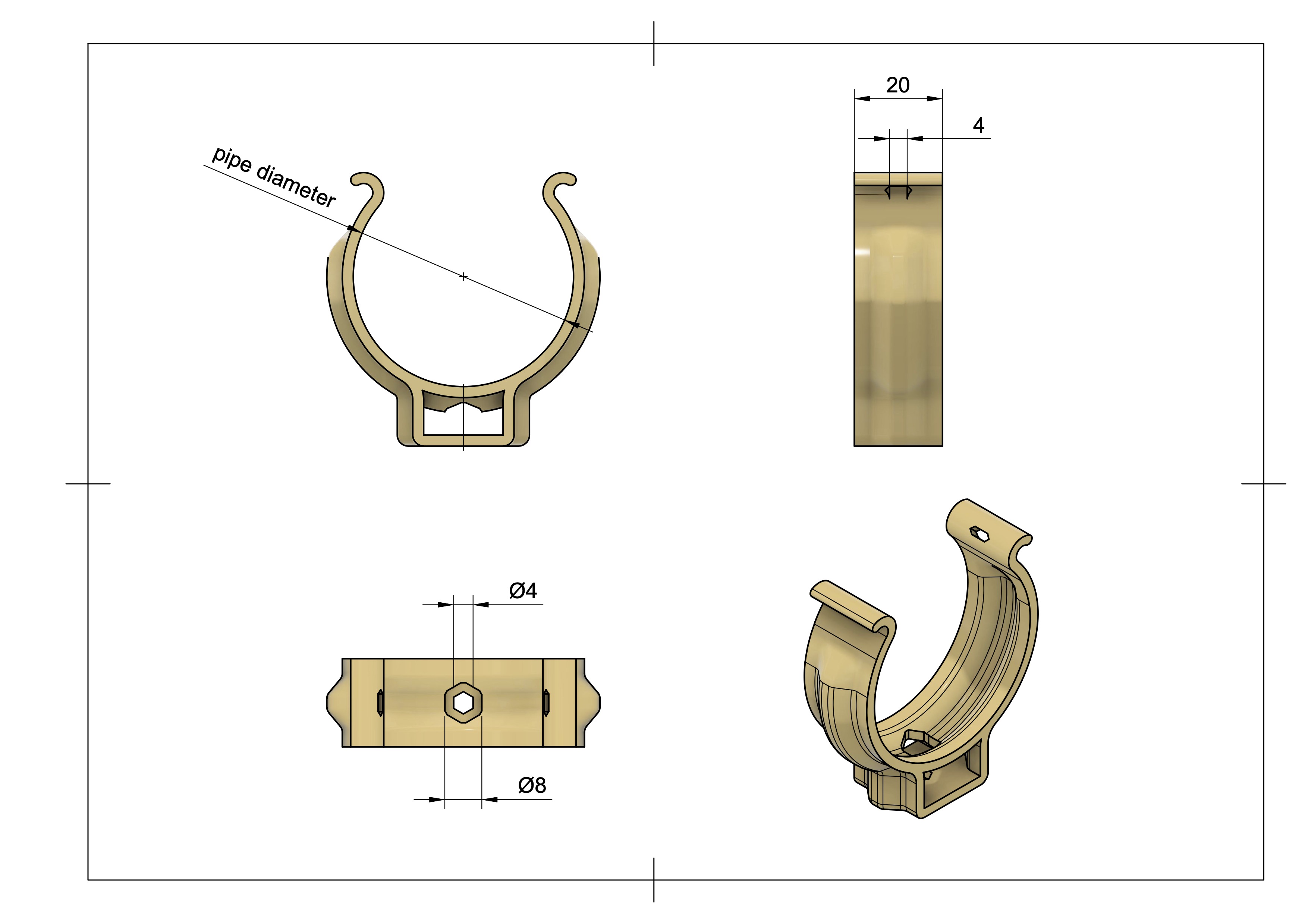 Snap-in Pipe Clamp – Zip Tie Lock – 20-120mm – 0.8-5.5in - LR Basics - photo 4