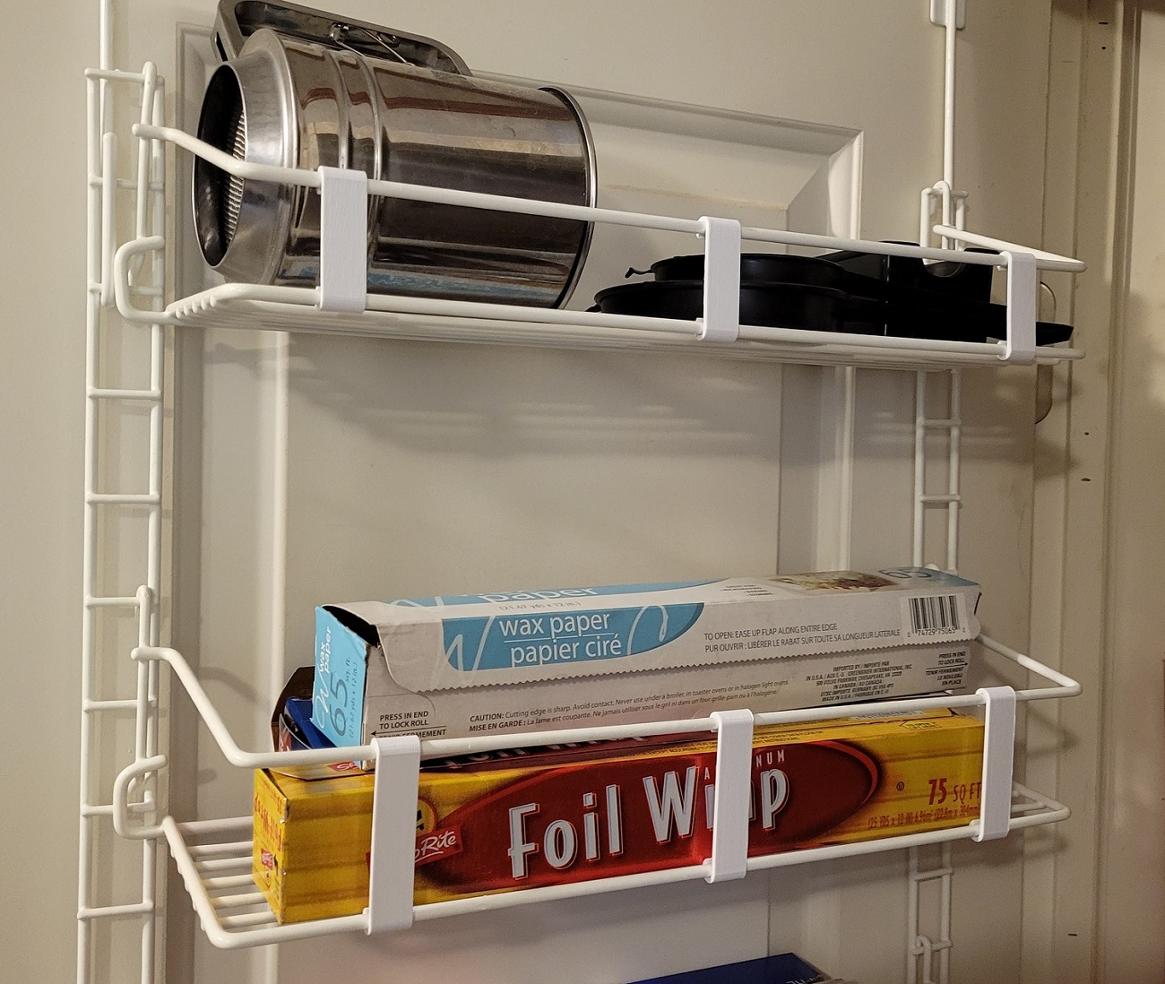 Clips for door mounted rack