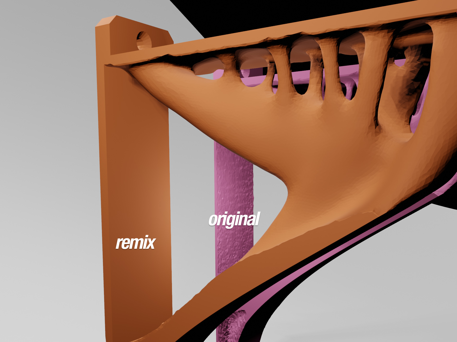 Smoothed topology optimized shelf bracket - Flat & thicker back, smoothed body - photo 4