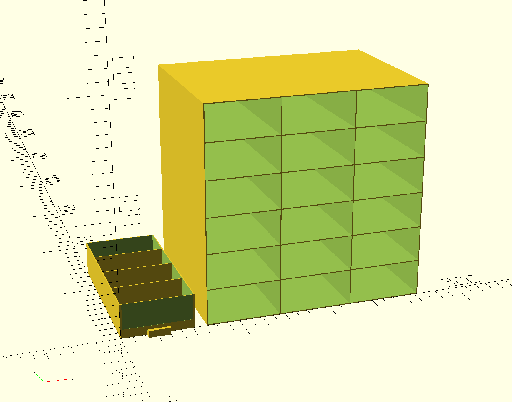 OpenScad Customizable Storage Box With Dividable Drawers