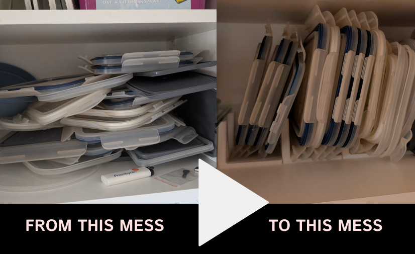 Modular kitchen cabinet lid holder (tupperware/IKEA etc)