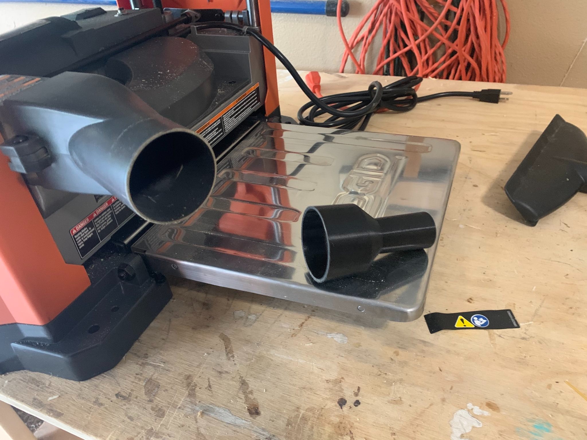 Ridgid Thickness Planer dust collection exhaust to Shop Vac hose adapter - photo 3