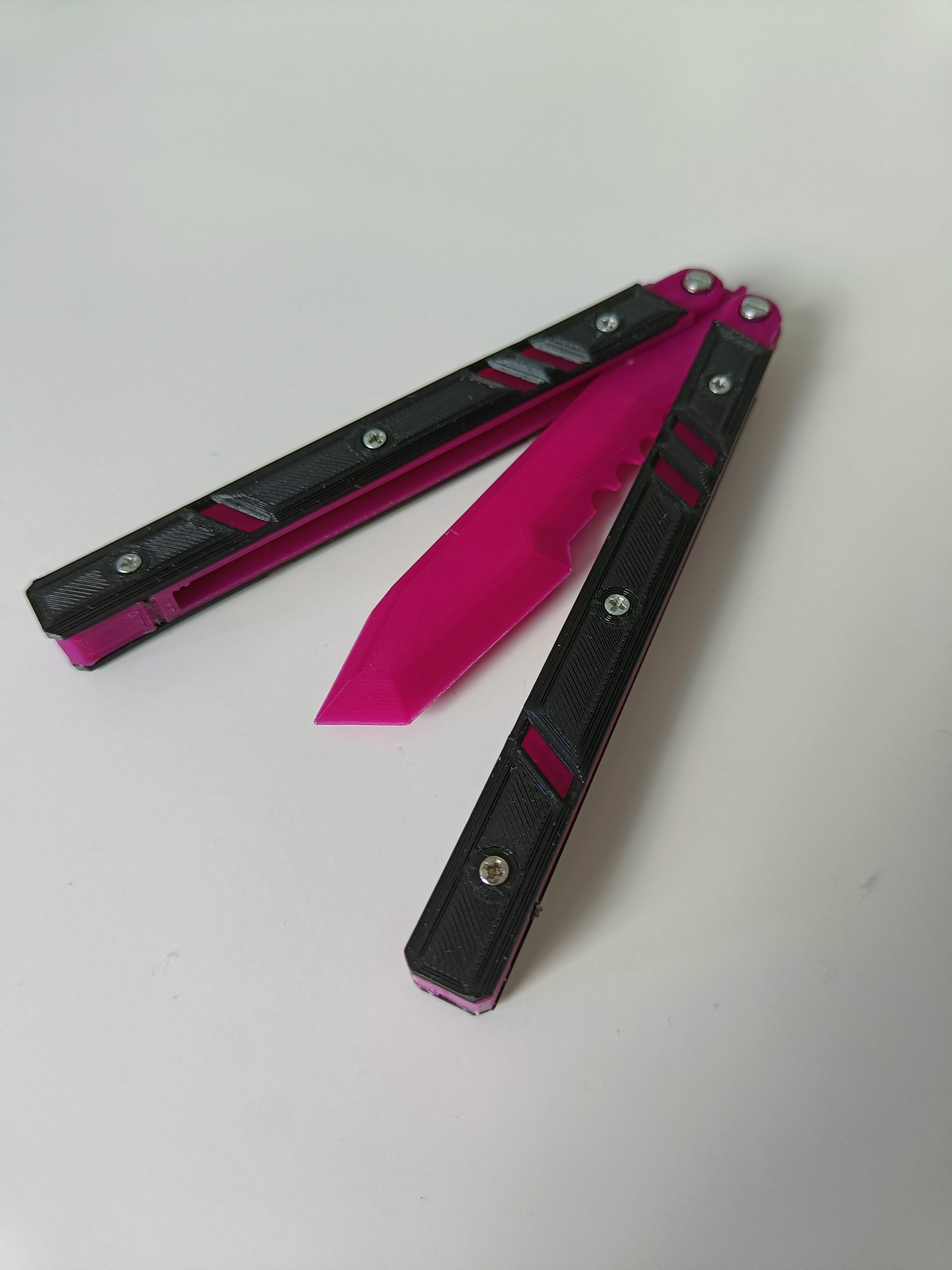 valorant butterfly balisong trainer knife with bushing pivot and zen pin system - photo 2