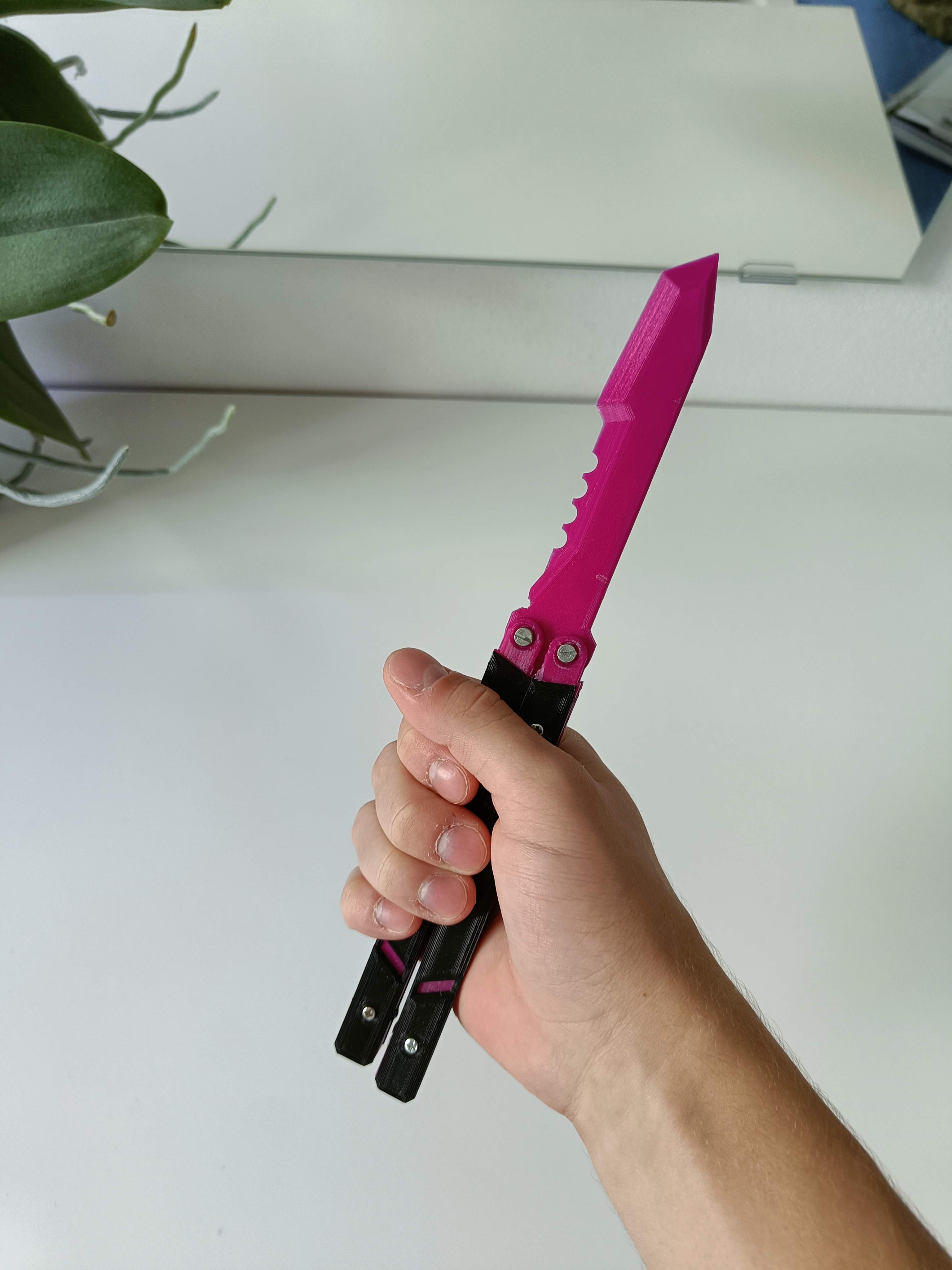 valorant butterfly balisong trainer knife with bushing pivot and zen pin system - photo 3