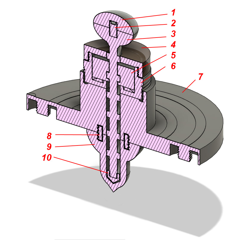 Spinning top toy with coil - 3D printed - photo 2
