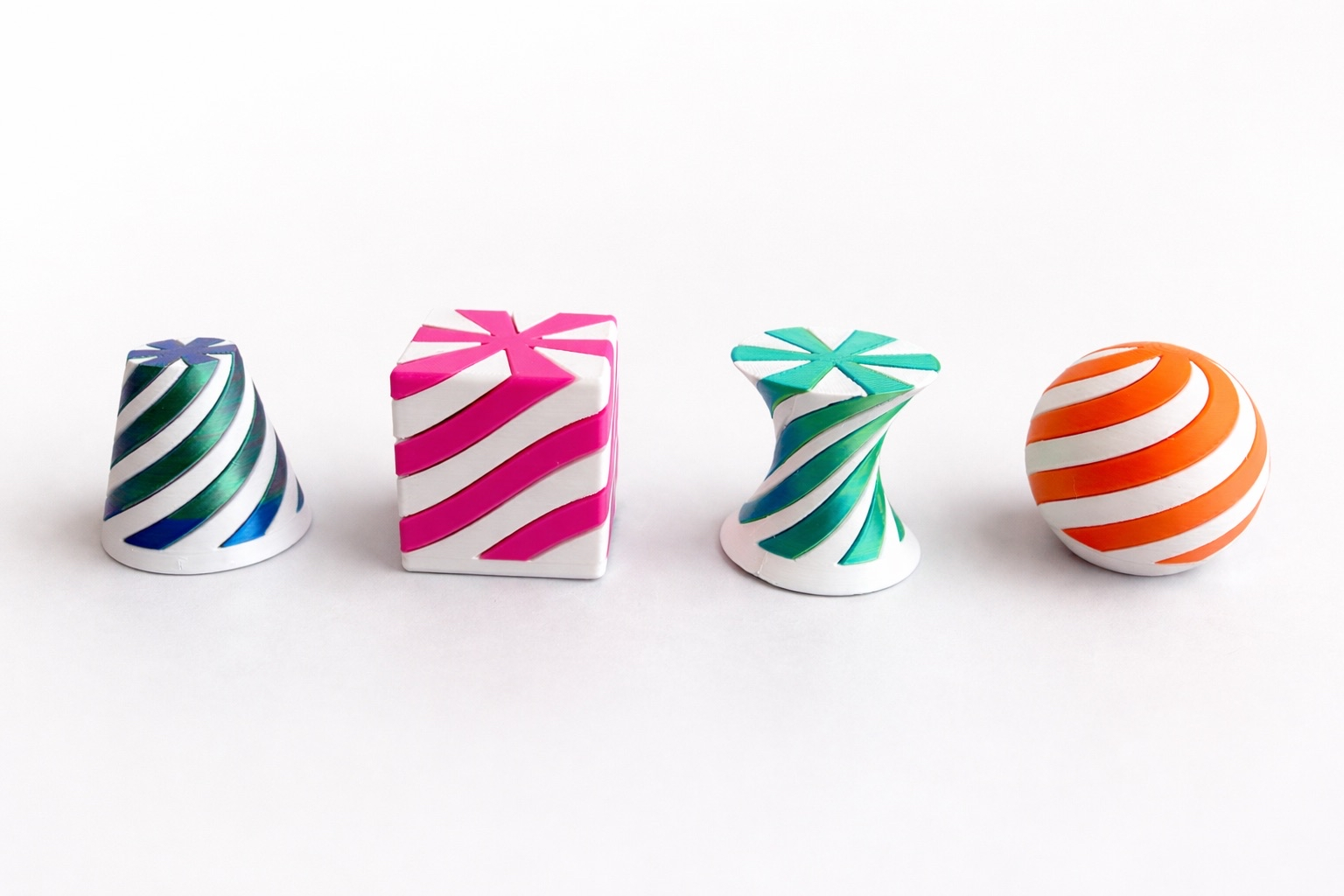 Interlocking Spiral Fidget Toy Collection - Square, Cone, Hourglass, Ball