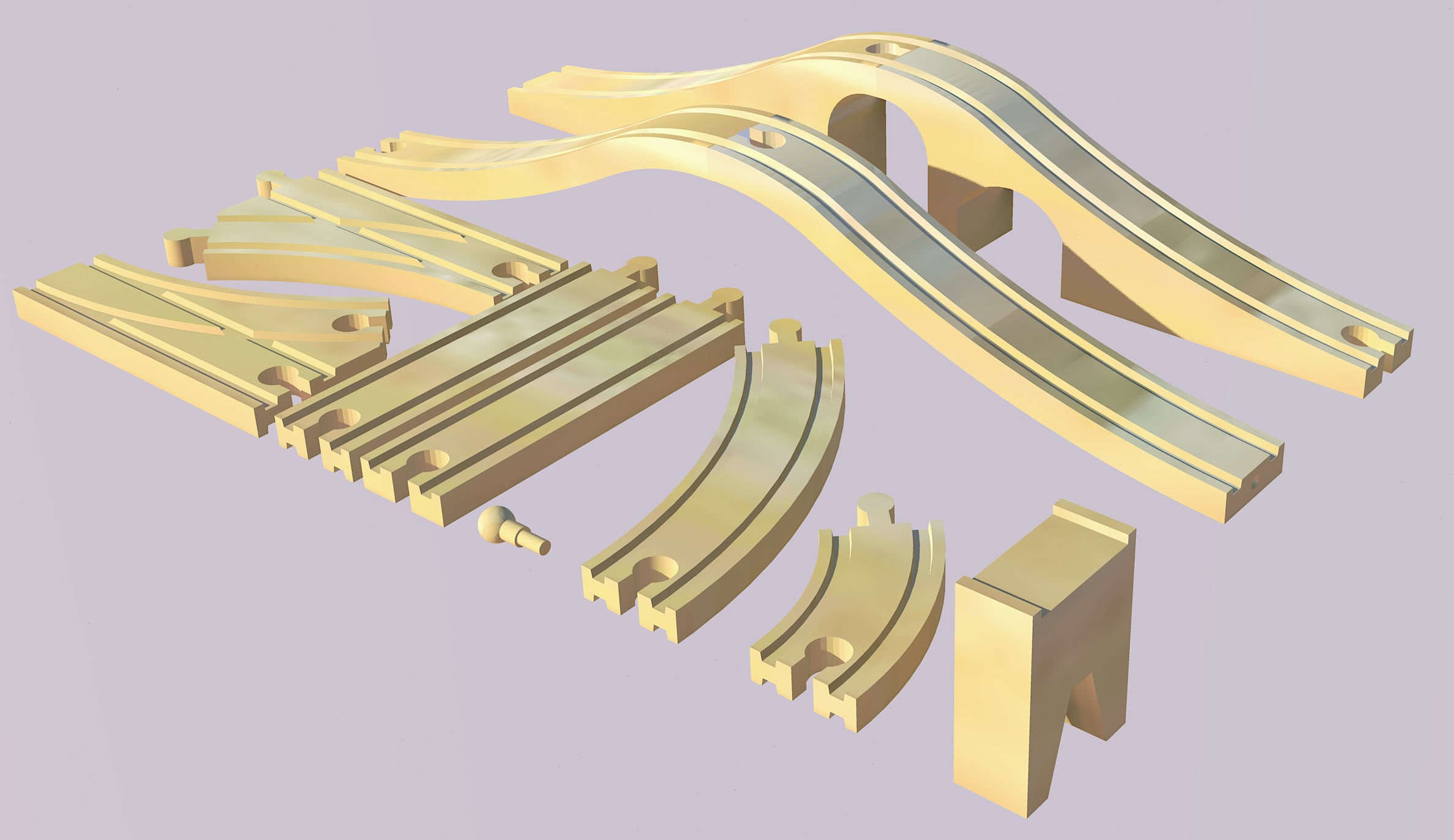 Wood Toy Railway Track Parts