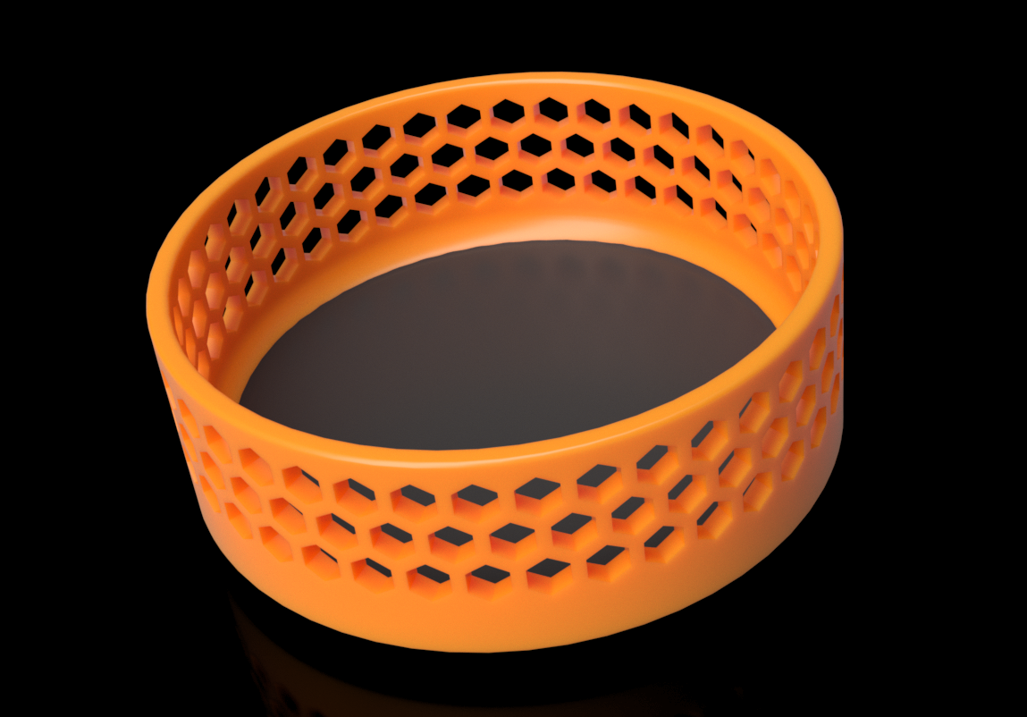 Thread together catch all tray with polygon webbing.