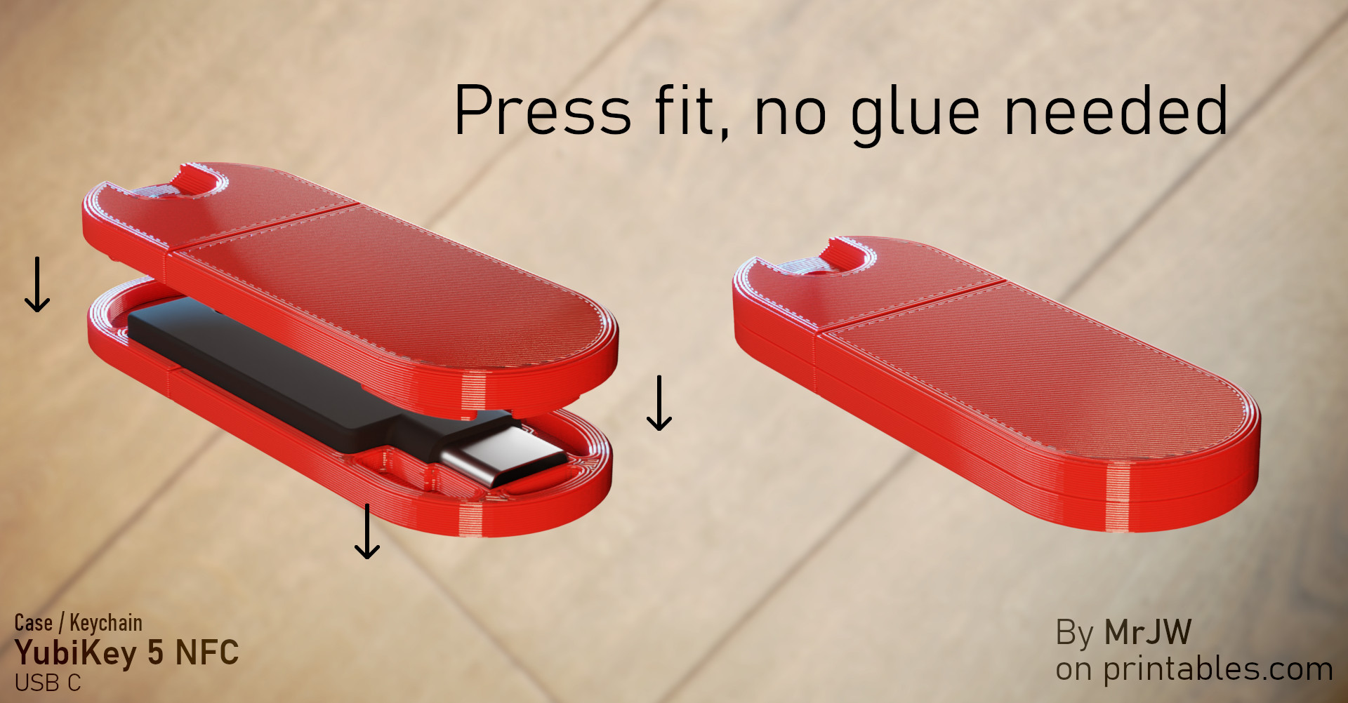 YubiKey 5C NFC Case/Keychain (USB C only) with STEP file - photo 4