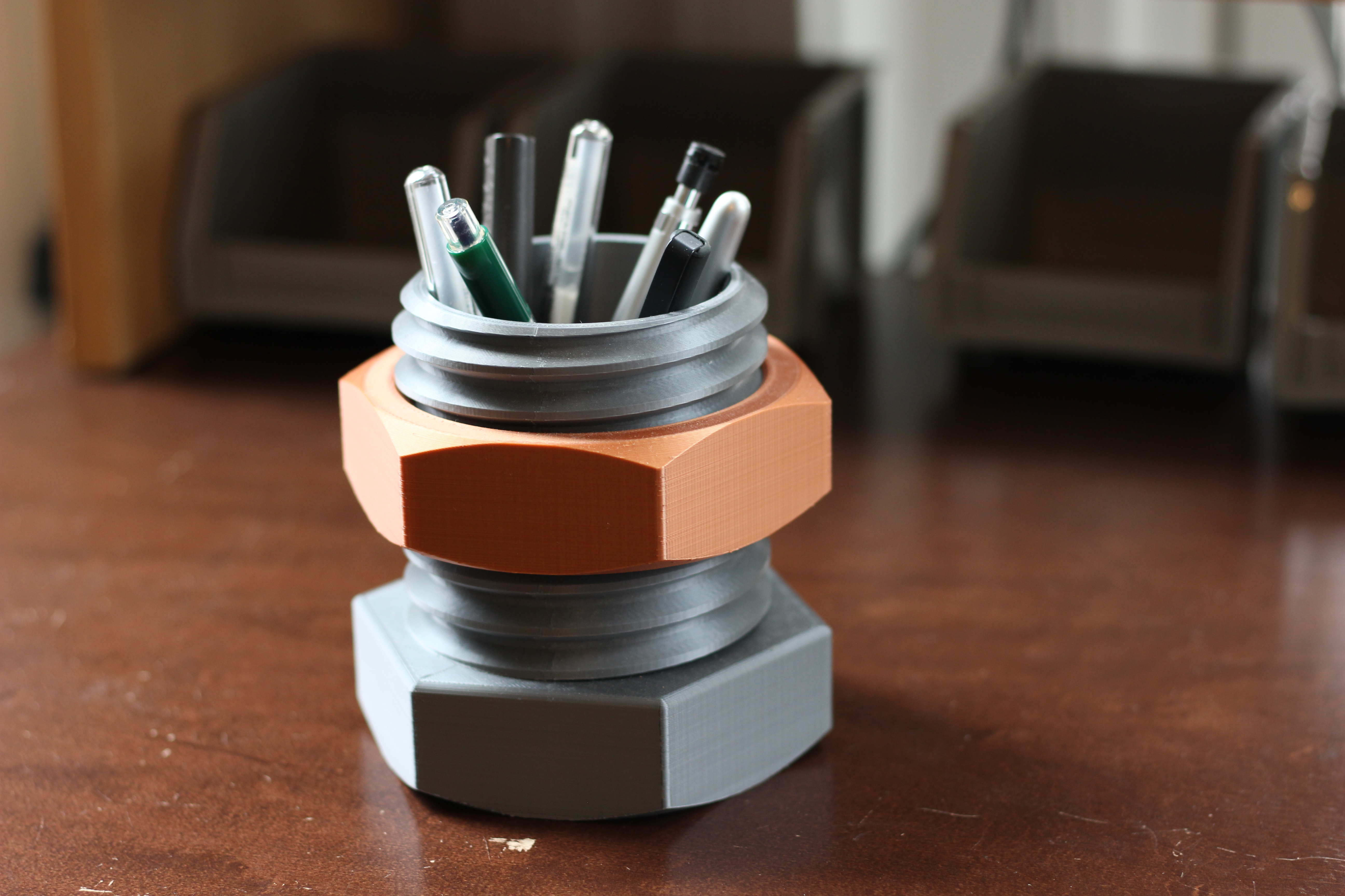 Nut & bolt pencil organizer