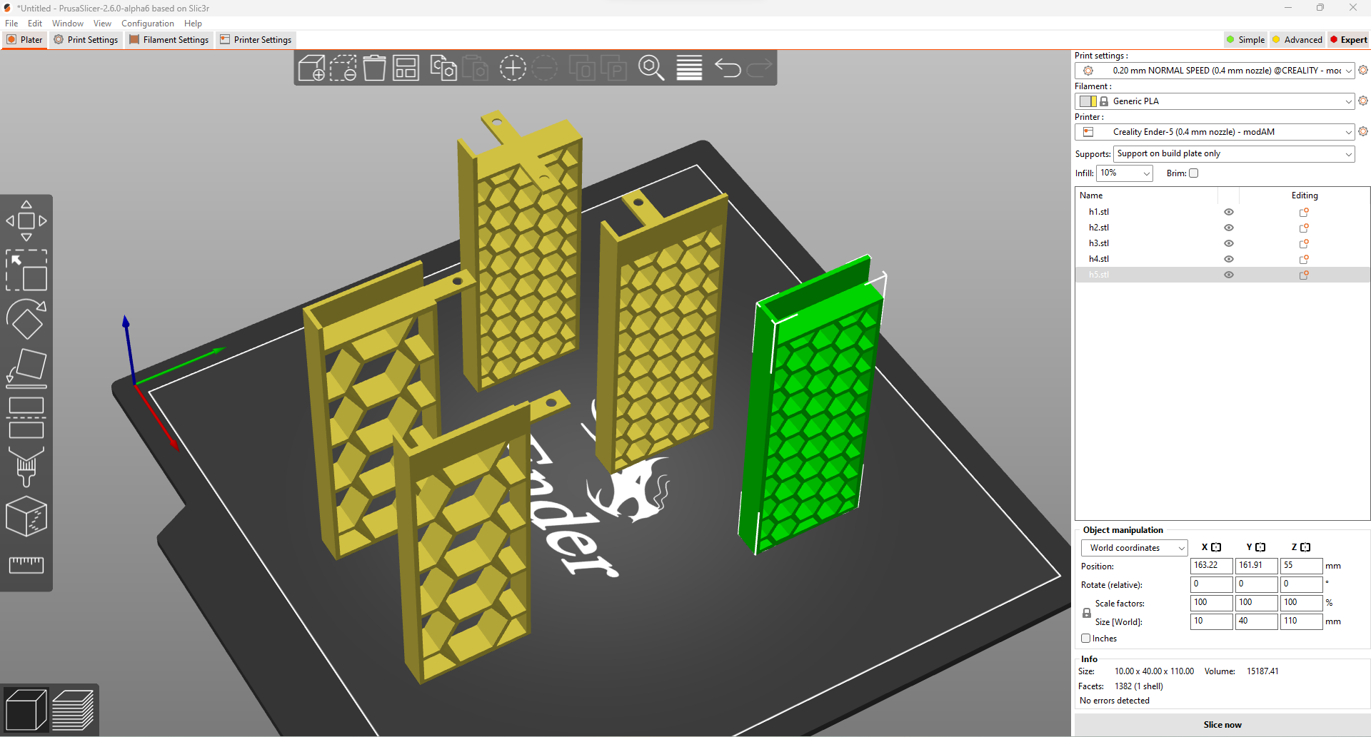 Honeycomb shelf stands (parametric openscad)