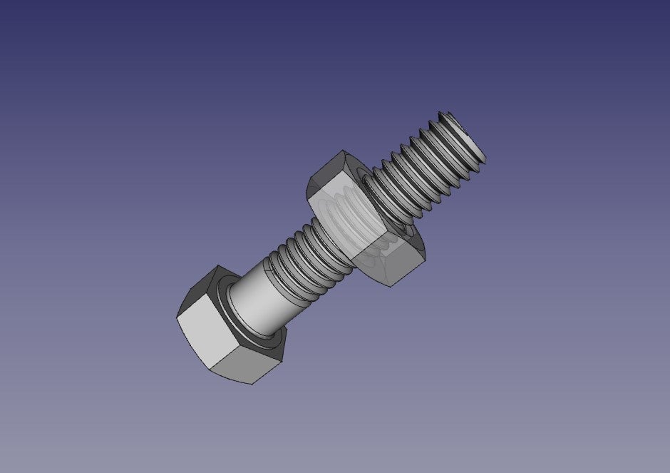 3D printable M5 Hex Screw and Nut
