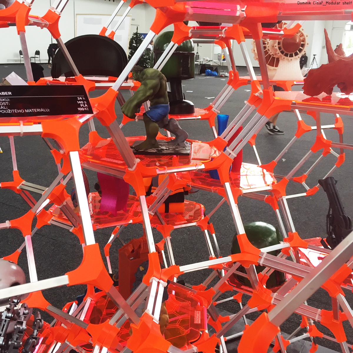 HEXAGONAL MODULAR SHELF / STRUCTURE FOR PRUSA RESEARCH MAKER FAIRE PRAGUE BOOTH - photo 4