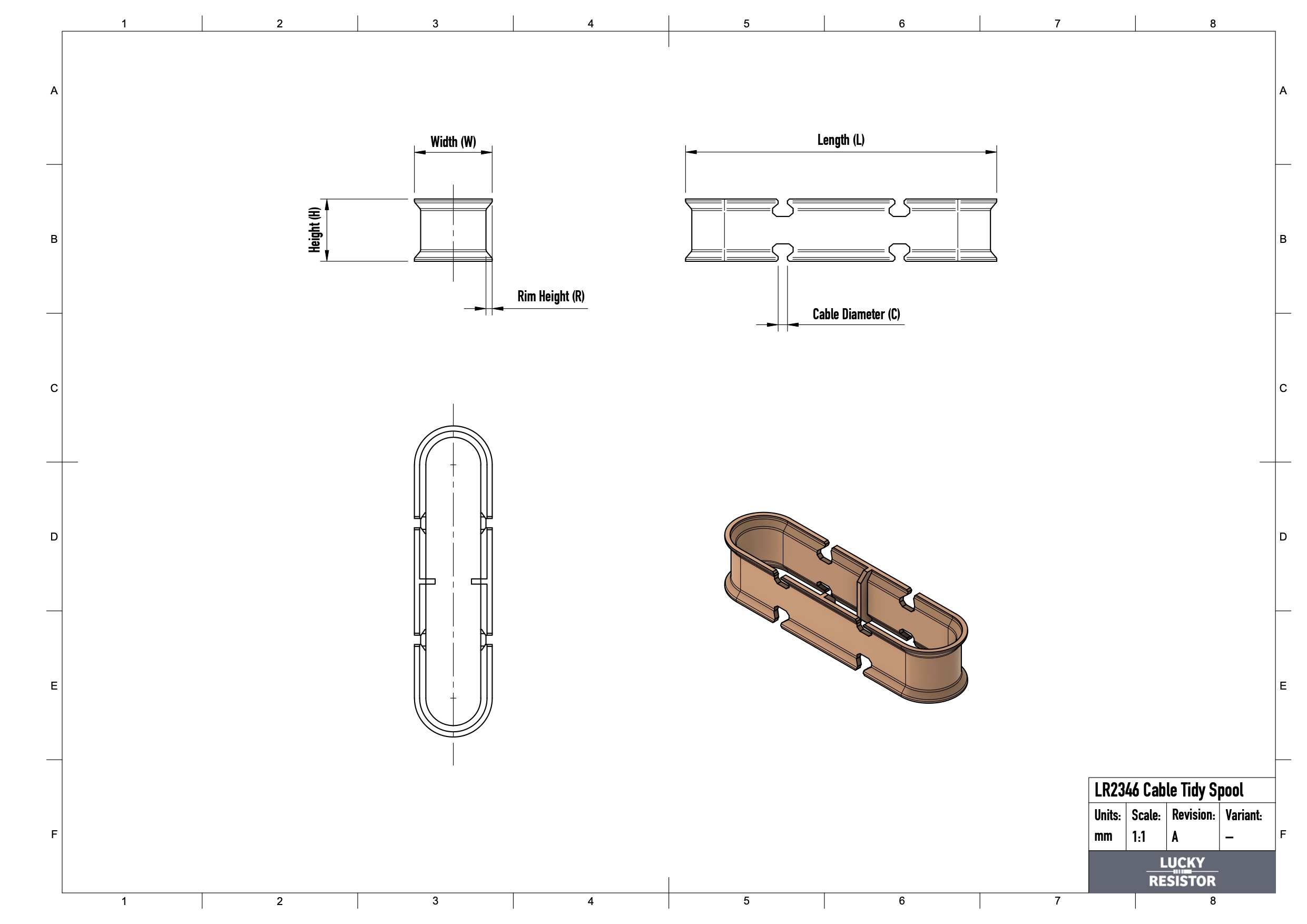Cable Tidy Spool, for ⌀3.0mm Cables, 128 Sizes - photo 2