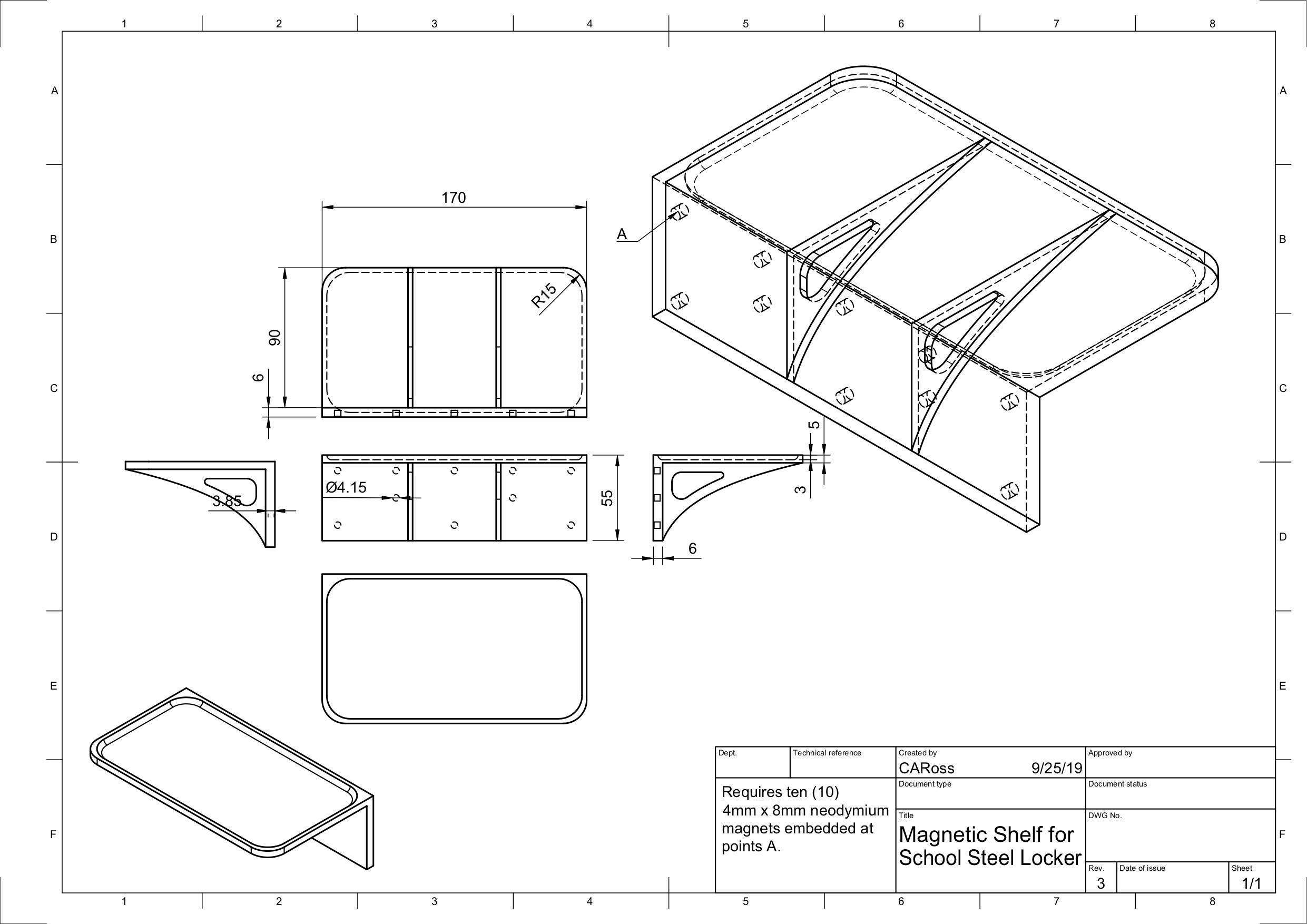 Magnetic School Locker Shelf - photo 2