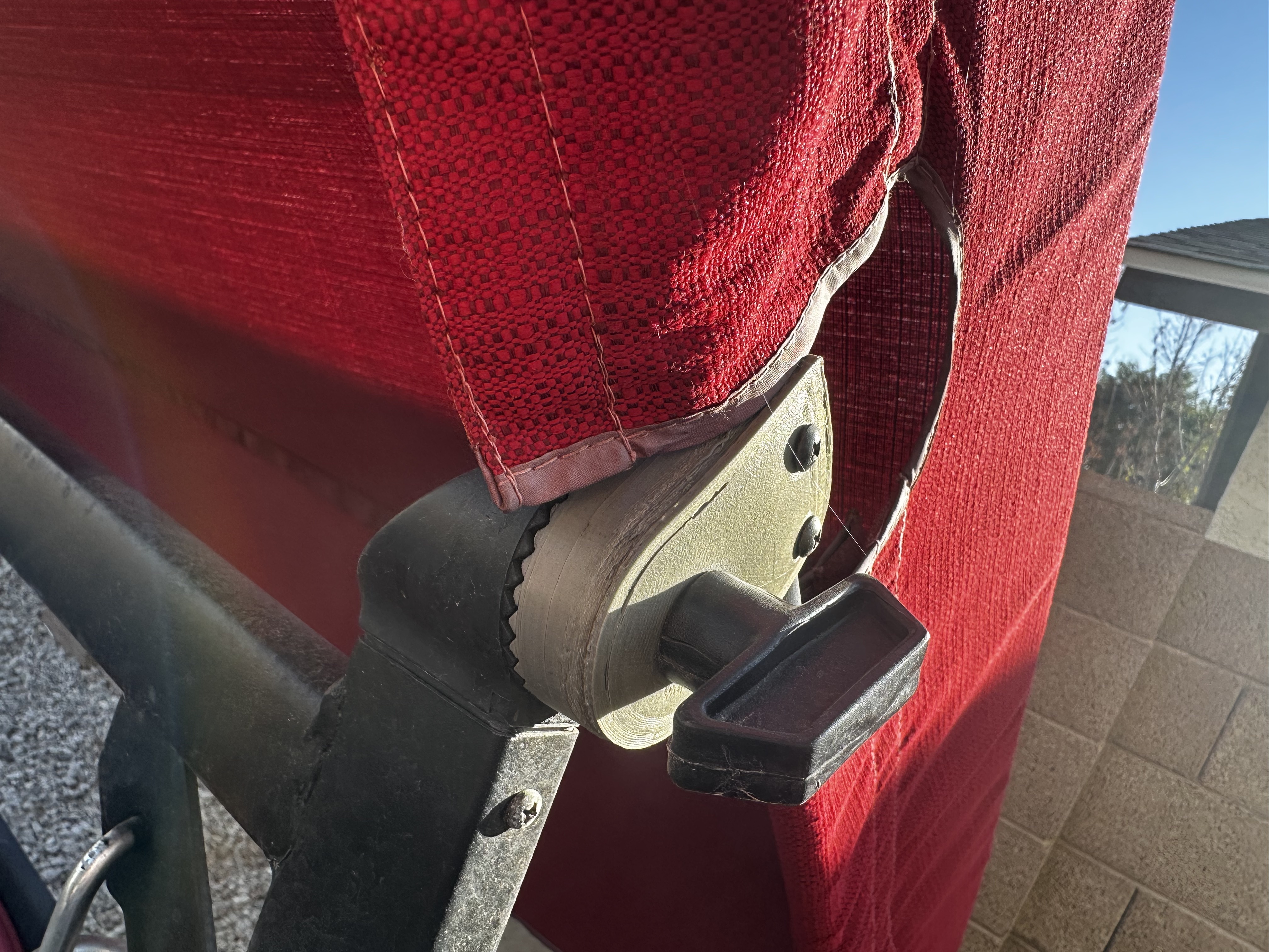 Replacement toothed clamp part with 2 holes to hold canopy frame at any angle on a Belden Park V1 Patio Swing