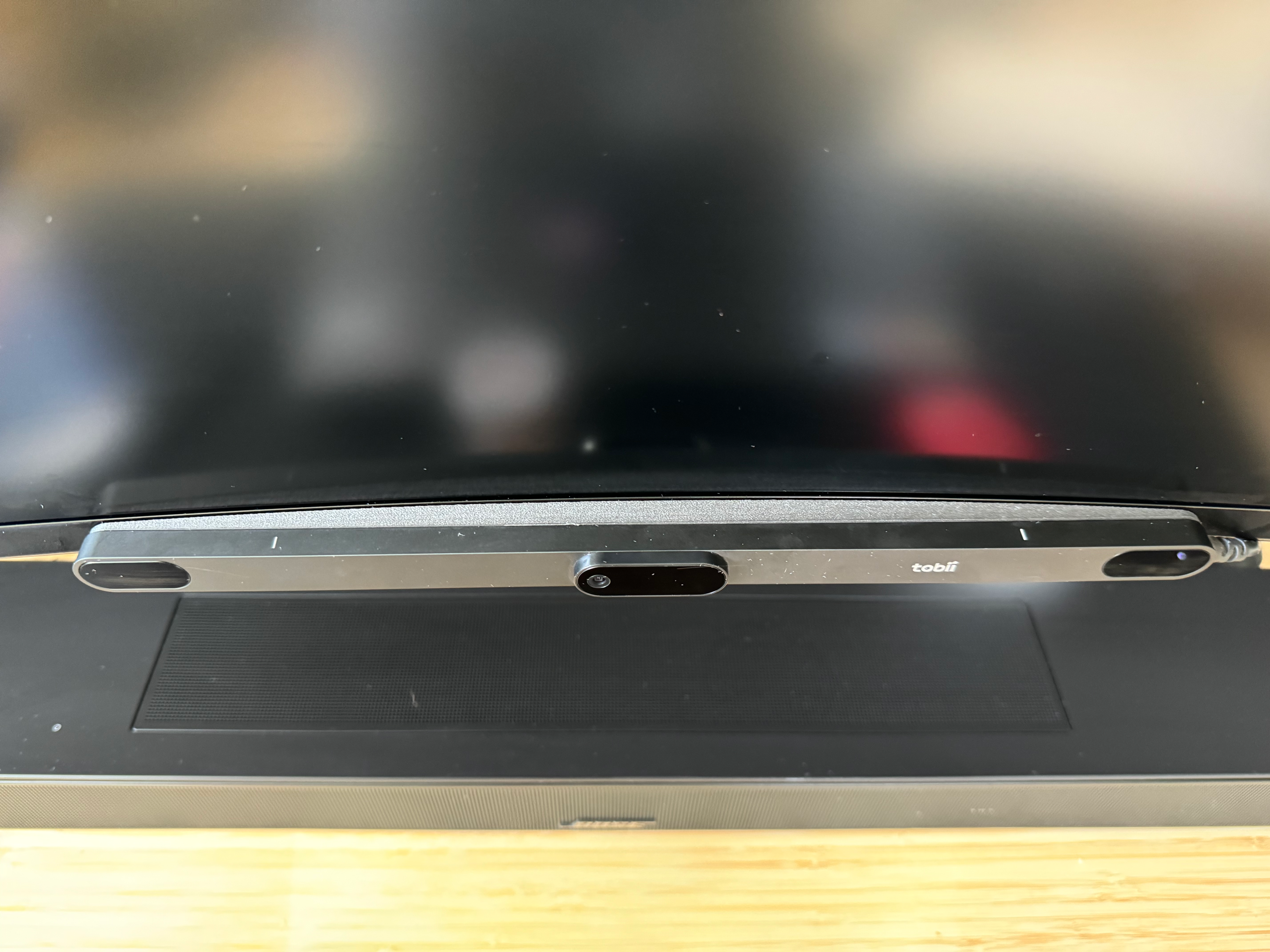 Tobii Eye Tracker mount for curved and flat monitors.