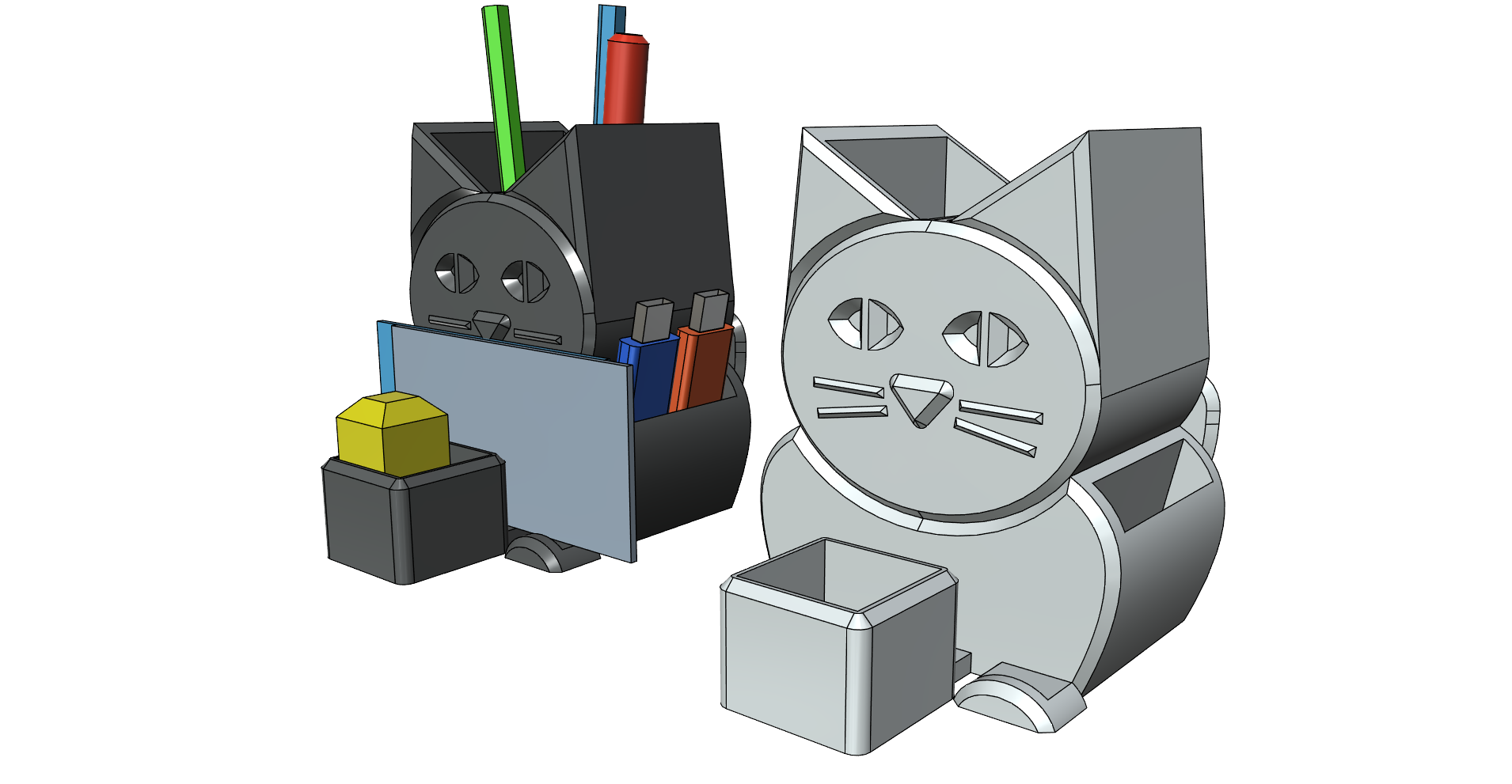 Desk organizer CAT desktop organizer organizers office organizer table pencil holder pencil stand pen holder pen stand stojan na tuzky kocka easy print without support tested - photo 2