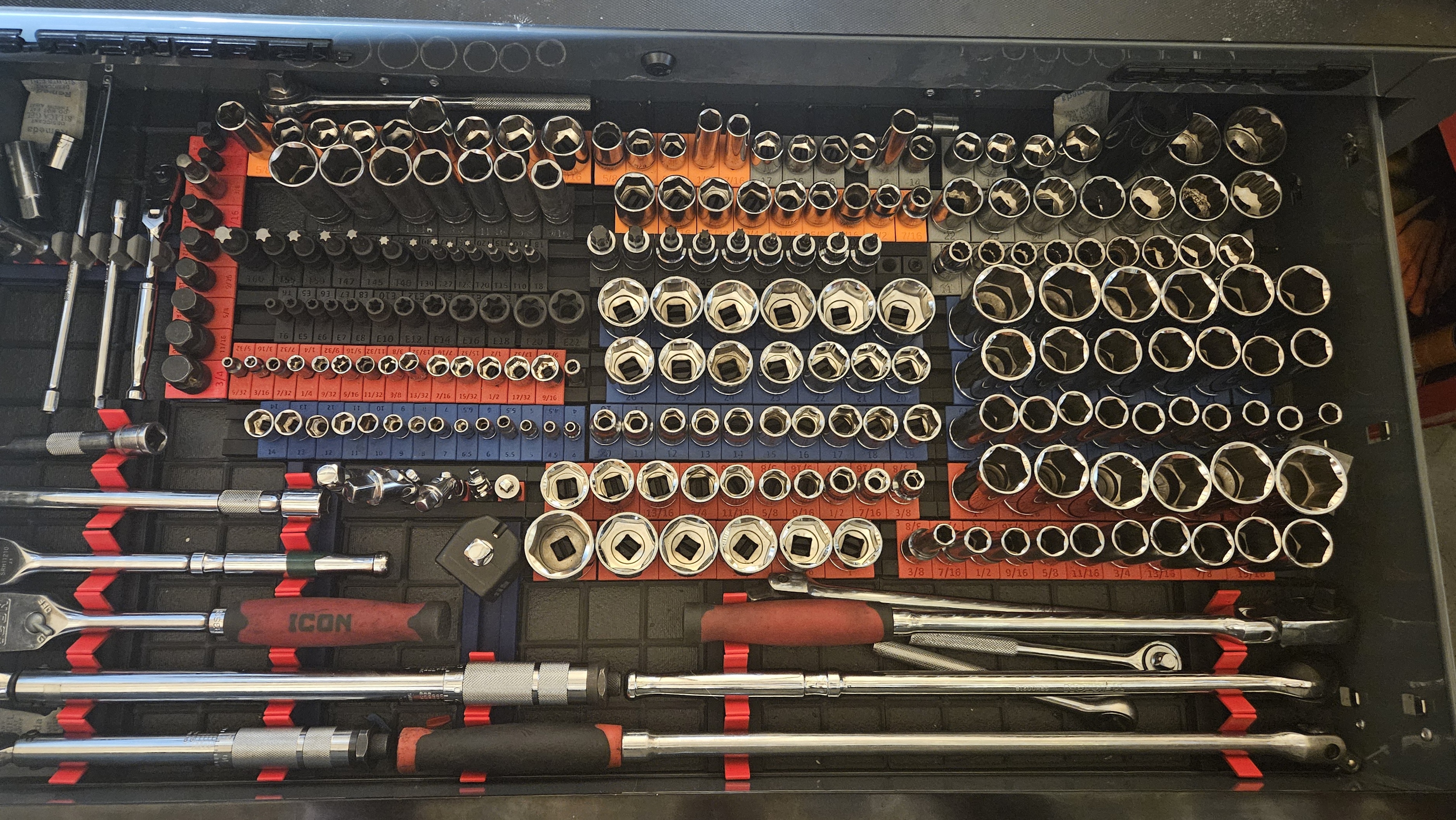 TrackTwist socket holder organizer 3/4" 1/2" 3/8" 1/4" drive SAE METRIC gridfinity V2 Wrench and tool organizer - photo 2