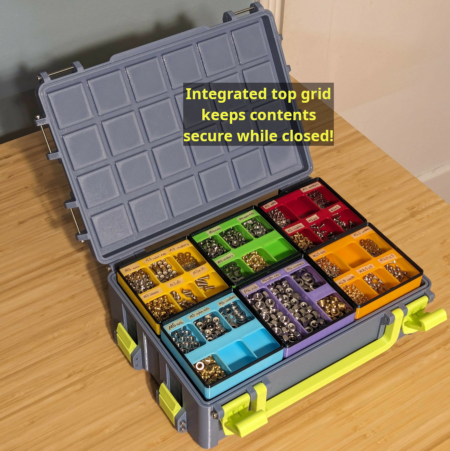 Gridfinity Rugged Storage Box, Parametric and Customizable - photo 3