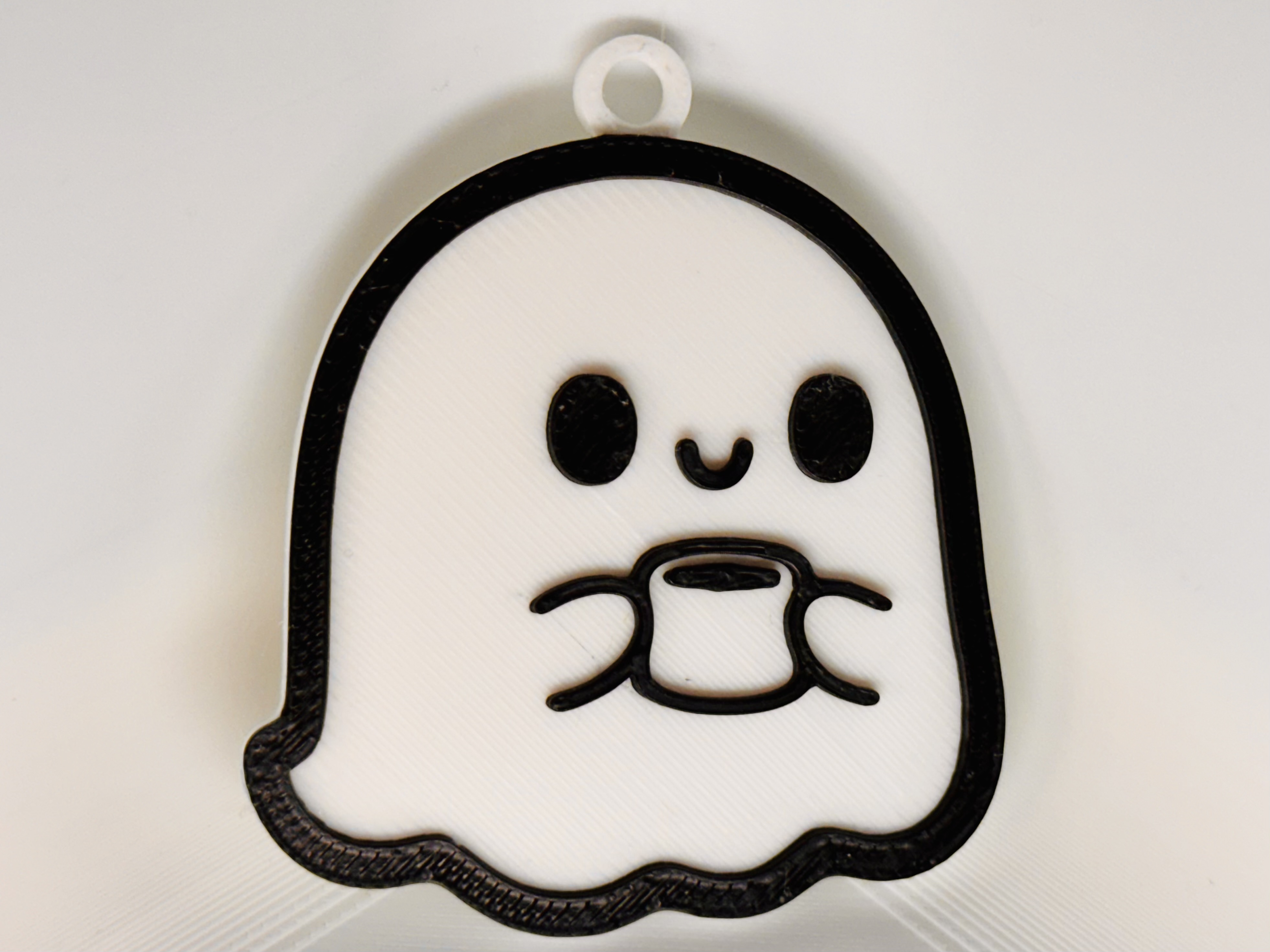 Ghost Drinking Coffee Keychain