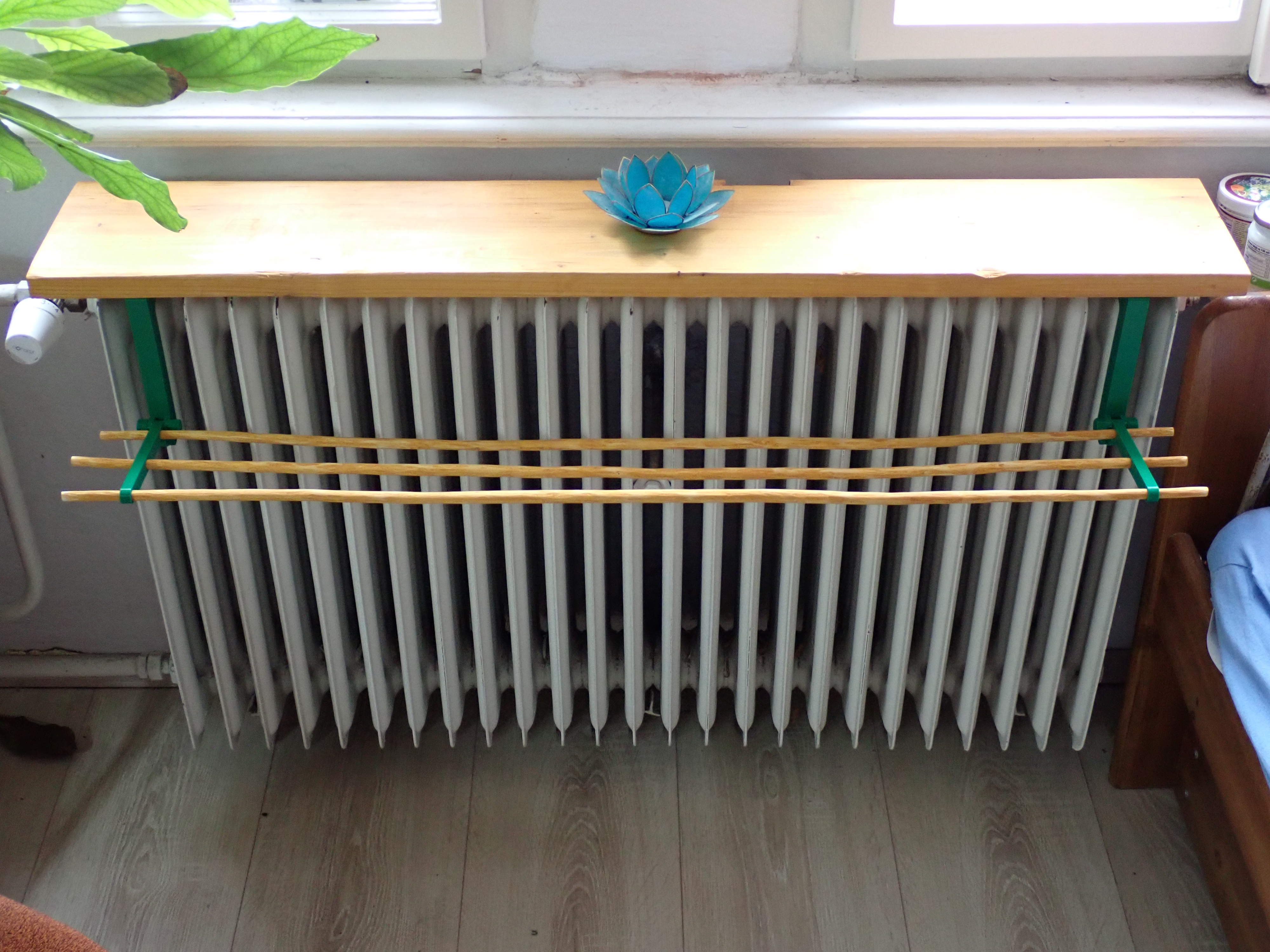 Old radiator shelf and dryer holder