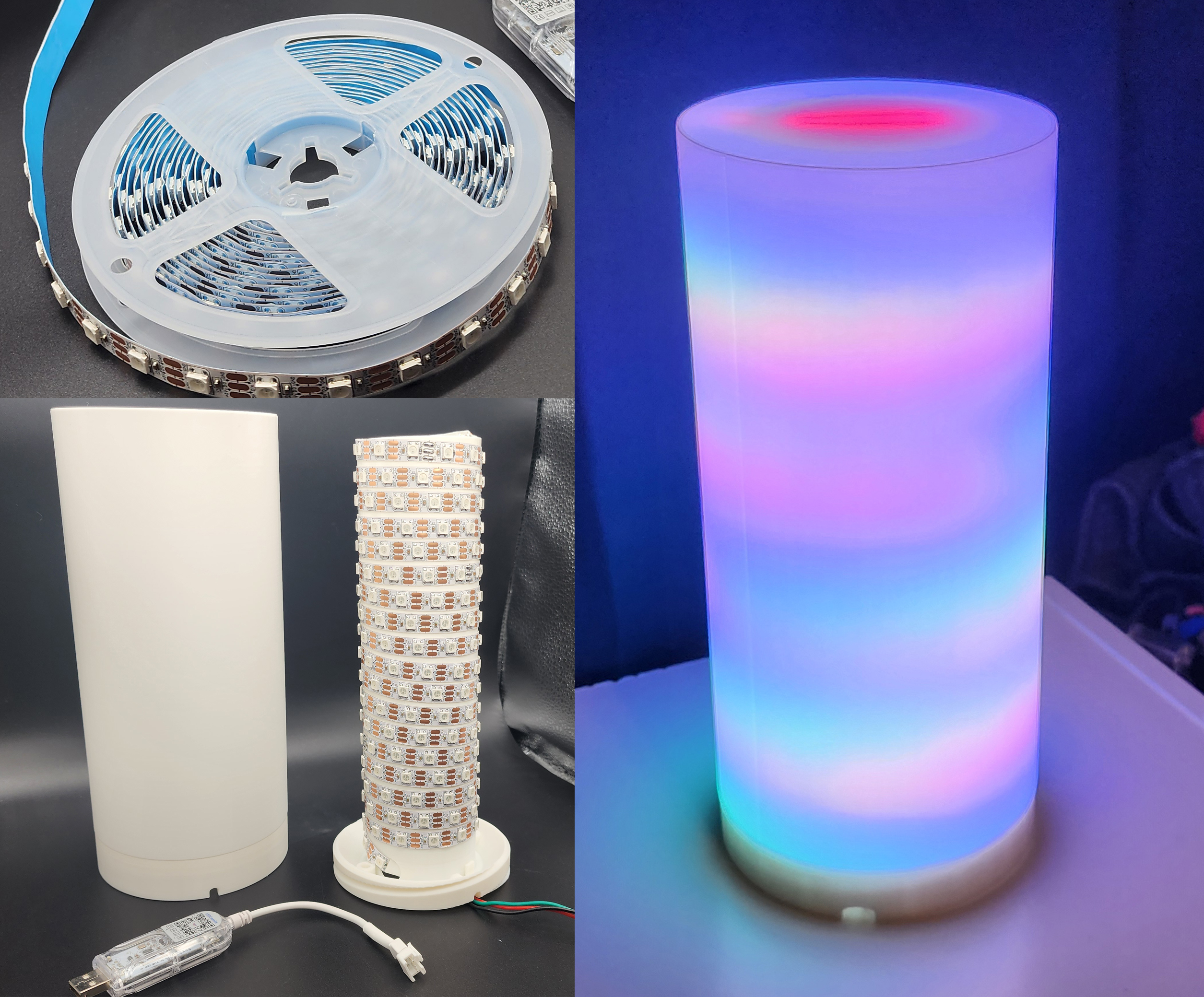 Smooth Cylinder Lamp for LED Strip Lights