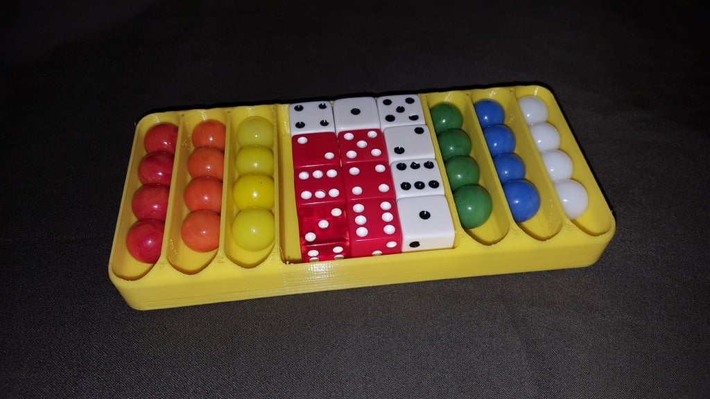 Dice and marble storage tray for board games (like Aggravation)