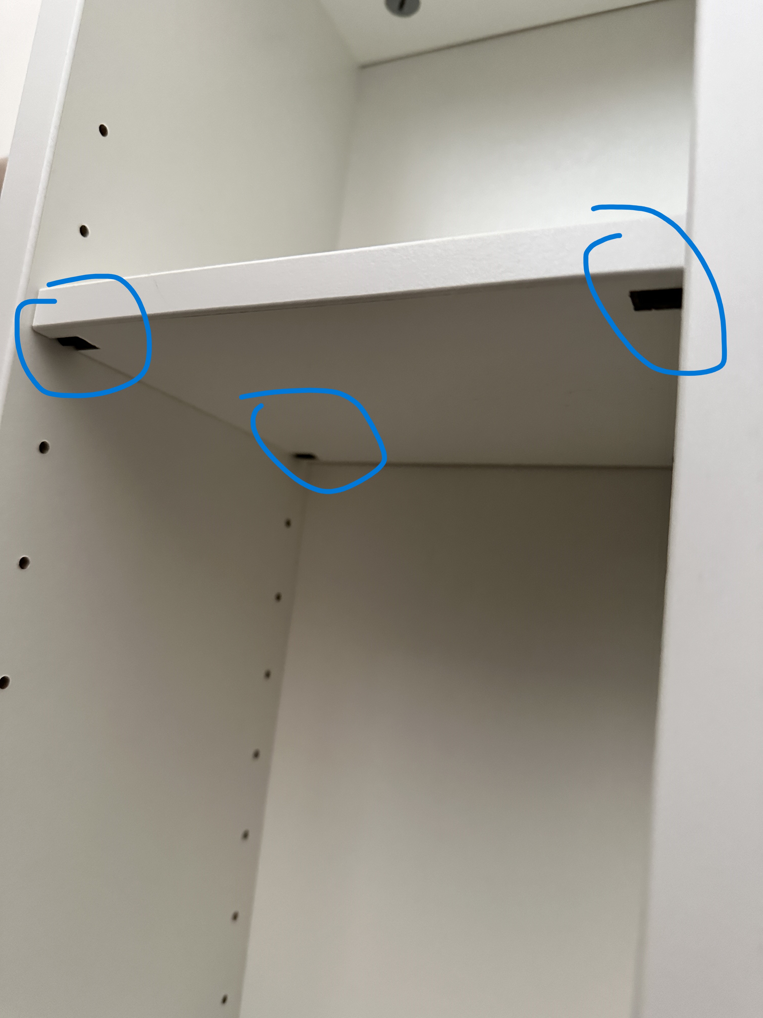 Ikea Billy shelf pins