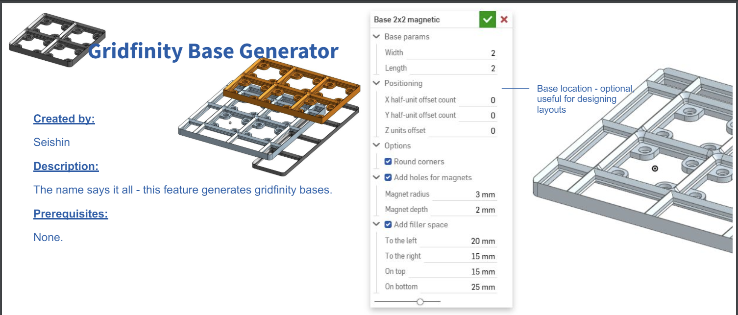OnShape Gridfinity Bin and Base generator features - photo 4