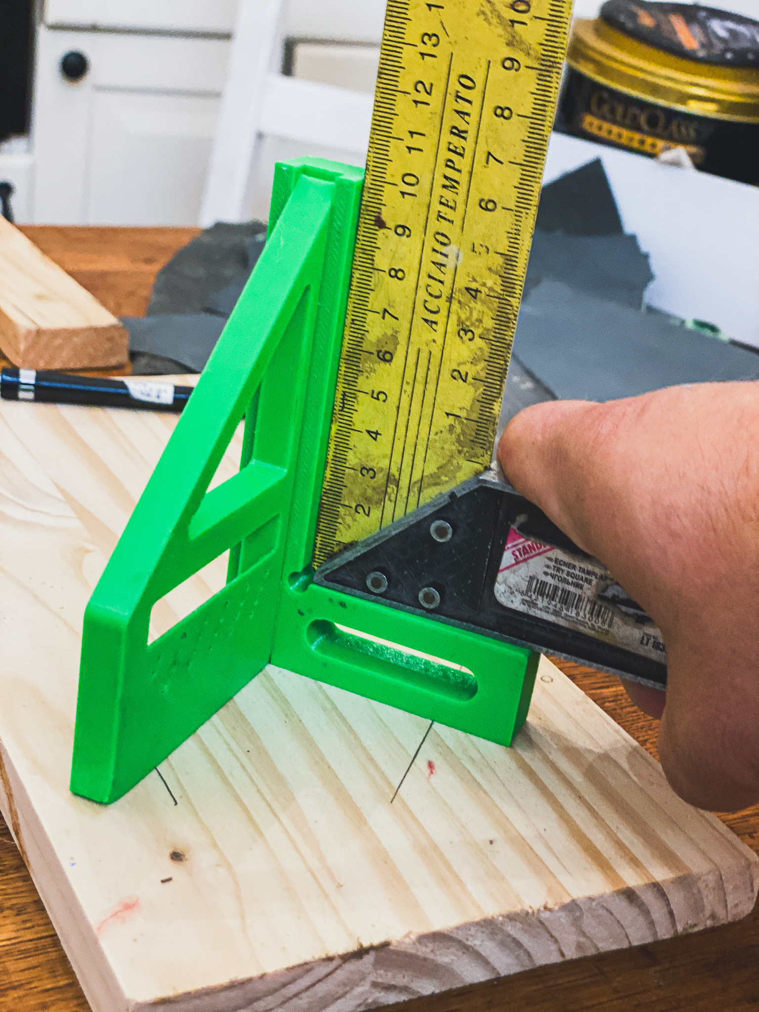 3D Multi Angle Measuring Ruler 45/90 Degree, Carpentry Square Protractor Drawing Line Ruler Miter Triangle Layout Tool - photo 3