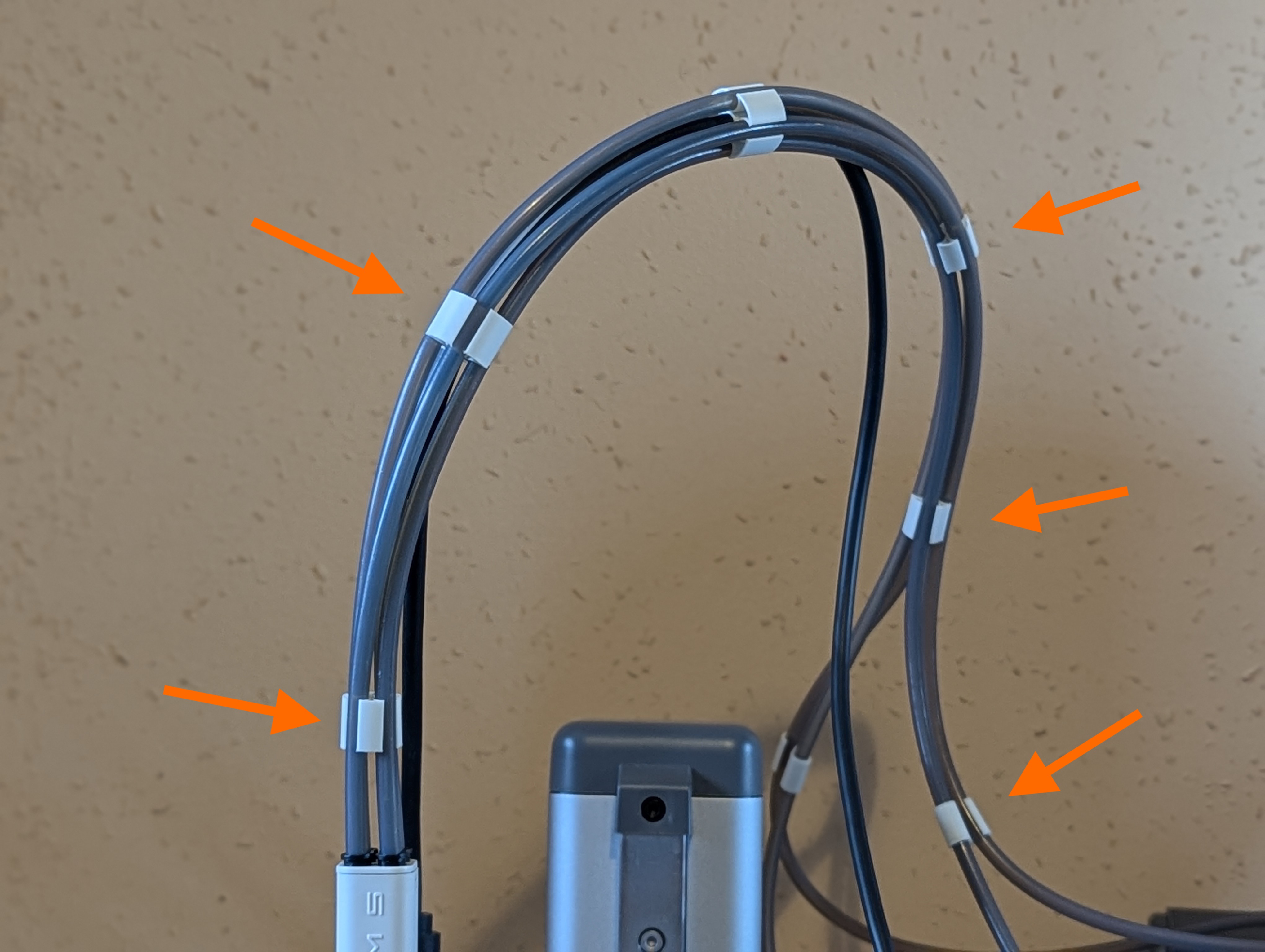 Clips for PTFE tube cable, cable holder