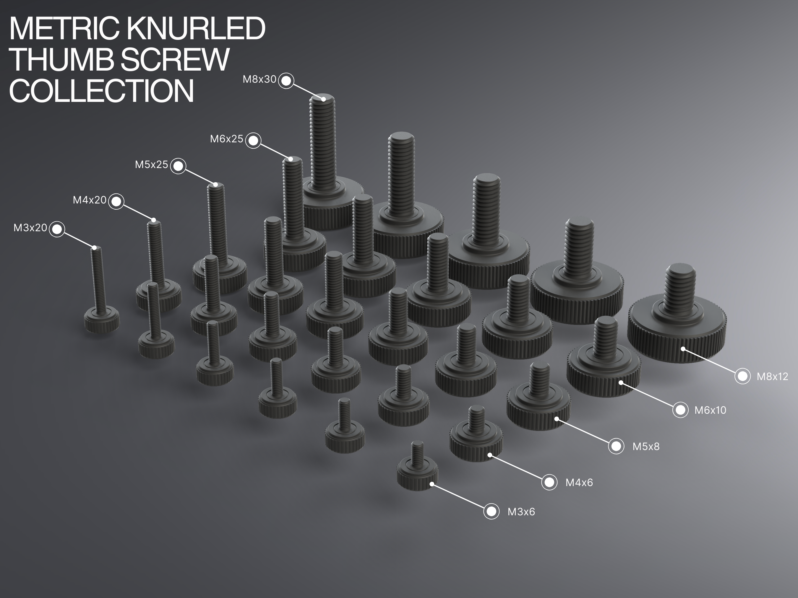 Ultimate Metric Knurled Thumb Screw Collection M3-M8
