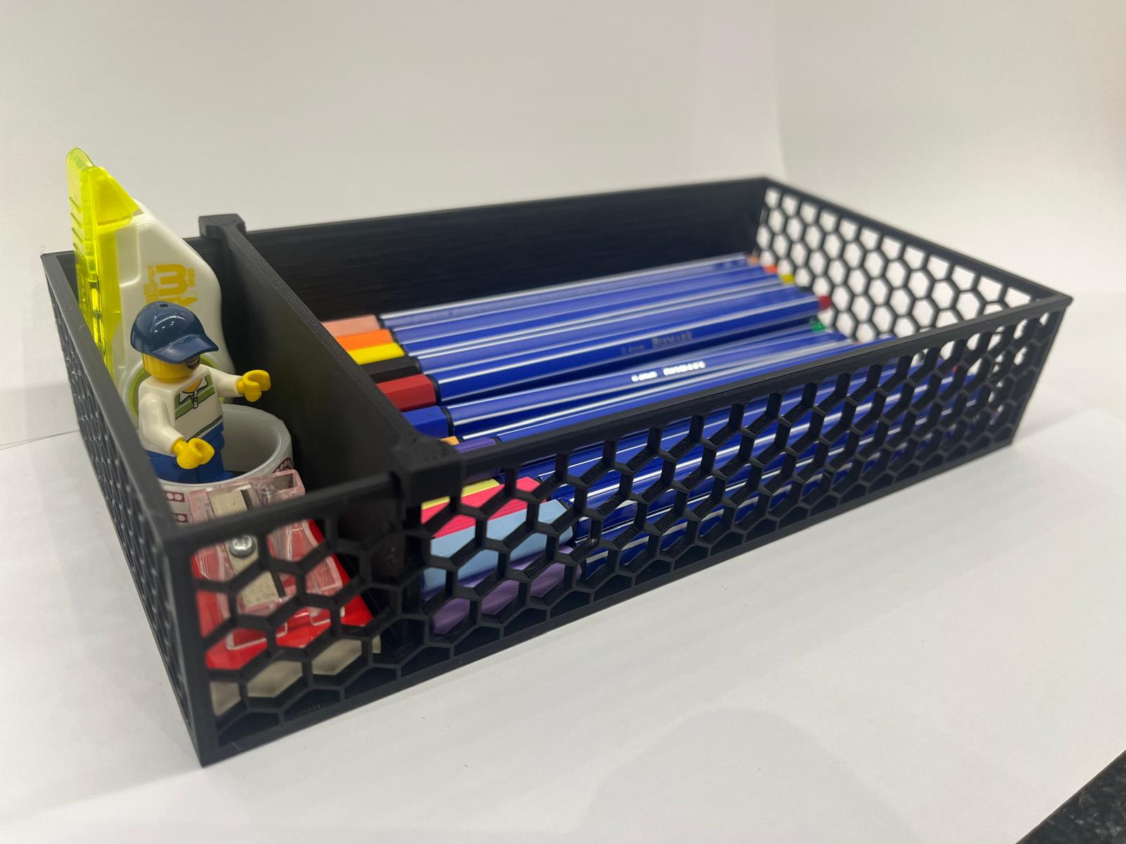 Adjustable pencil honeycomb tray