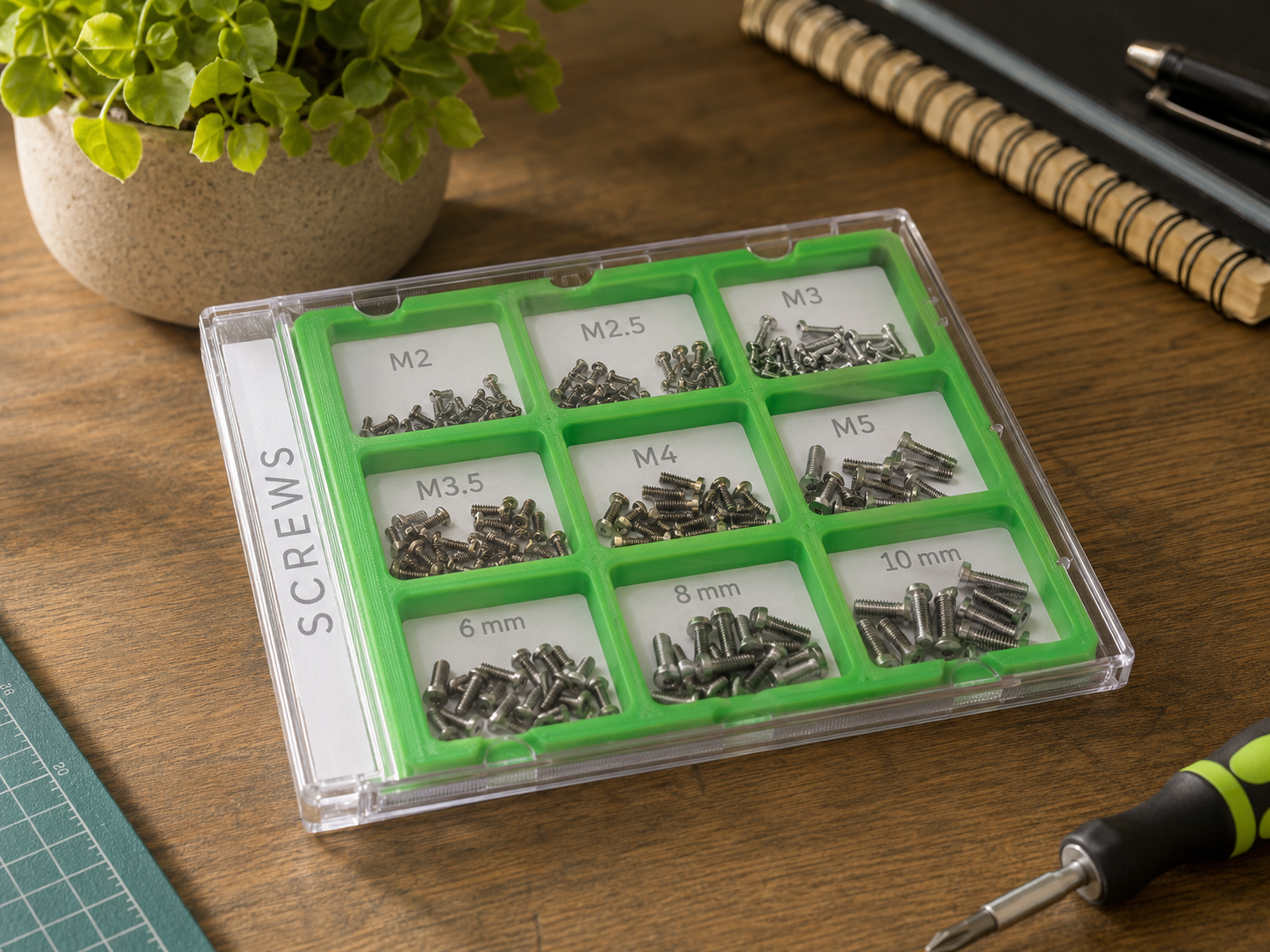 CD Case Screw Organizer Insert – 3x3 Small Parts Storage