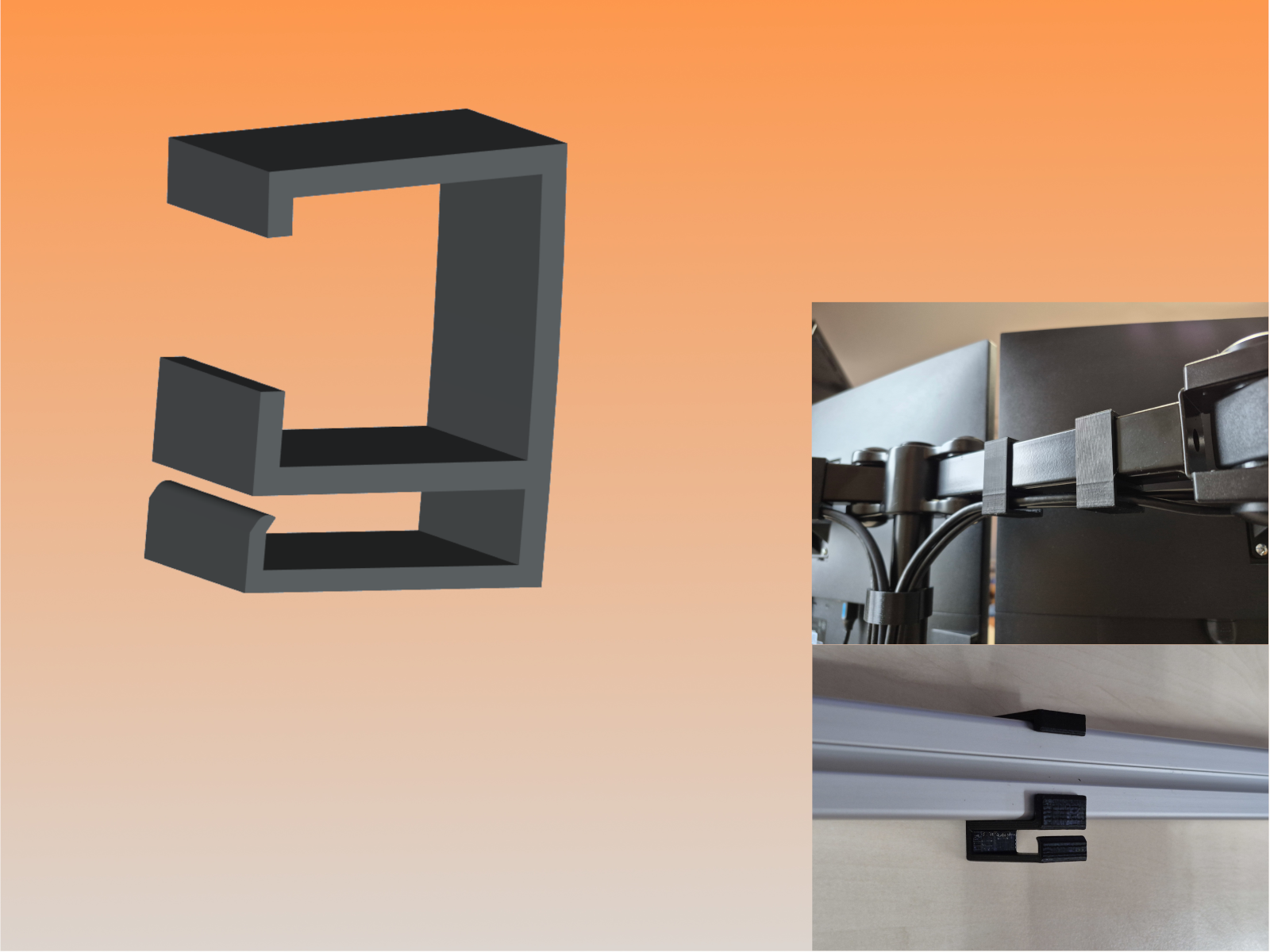 Cable Clip for Monitor Stand (20x30 or 30x30mm profile)