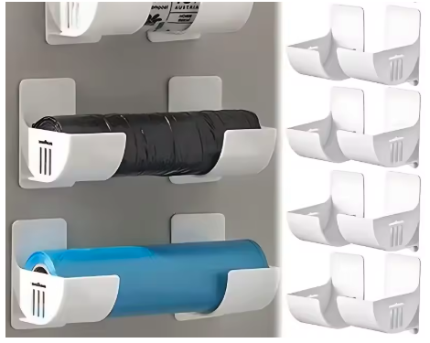 Adhesive Trash Bag Holder – Wall-Mounted Organizer, No Drilling, Space-Saving & Durable