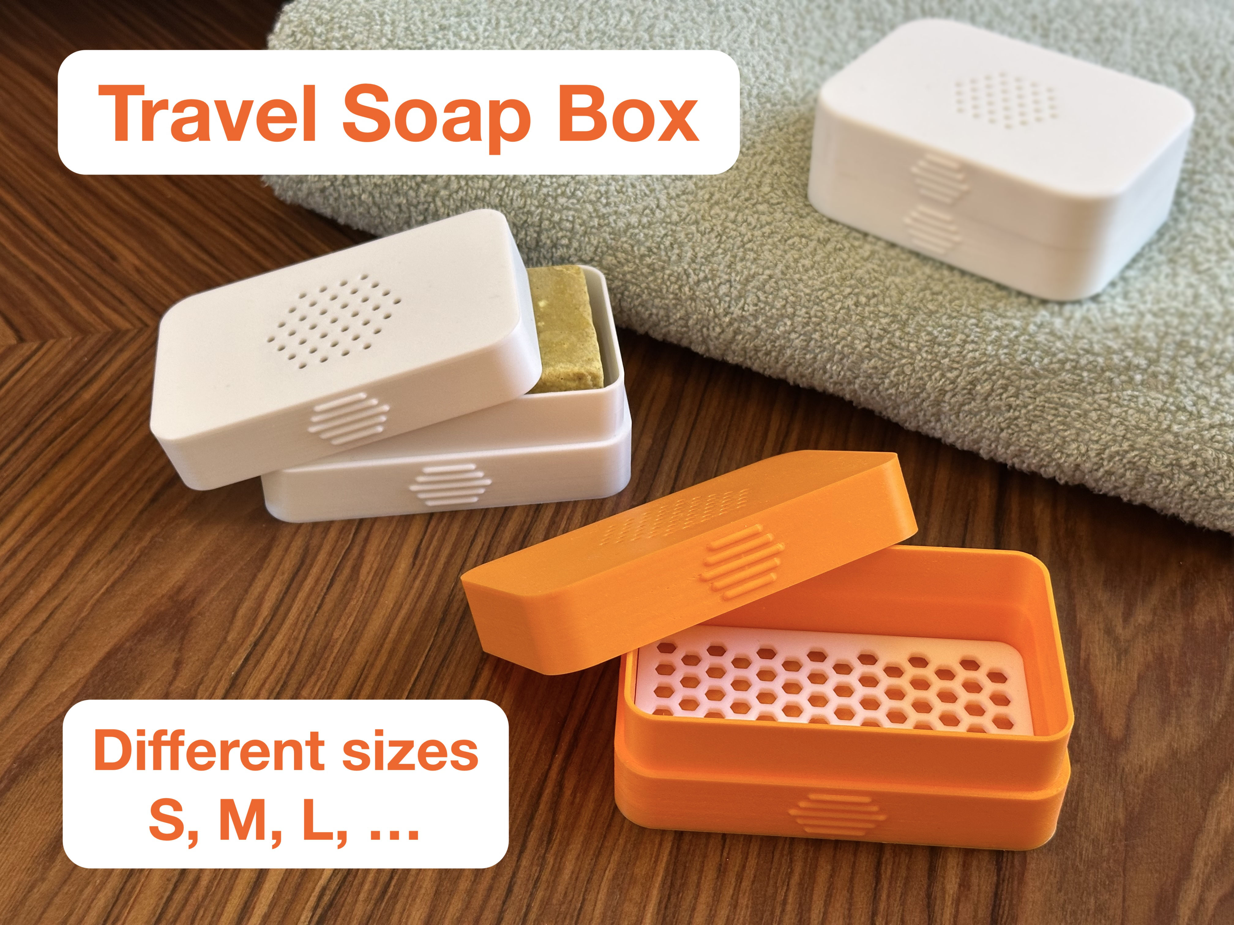 Travel Soap Box — Fully Customisable (OpenSCAD) — with drying tray, air vents and snap fit