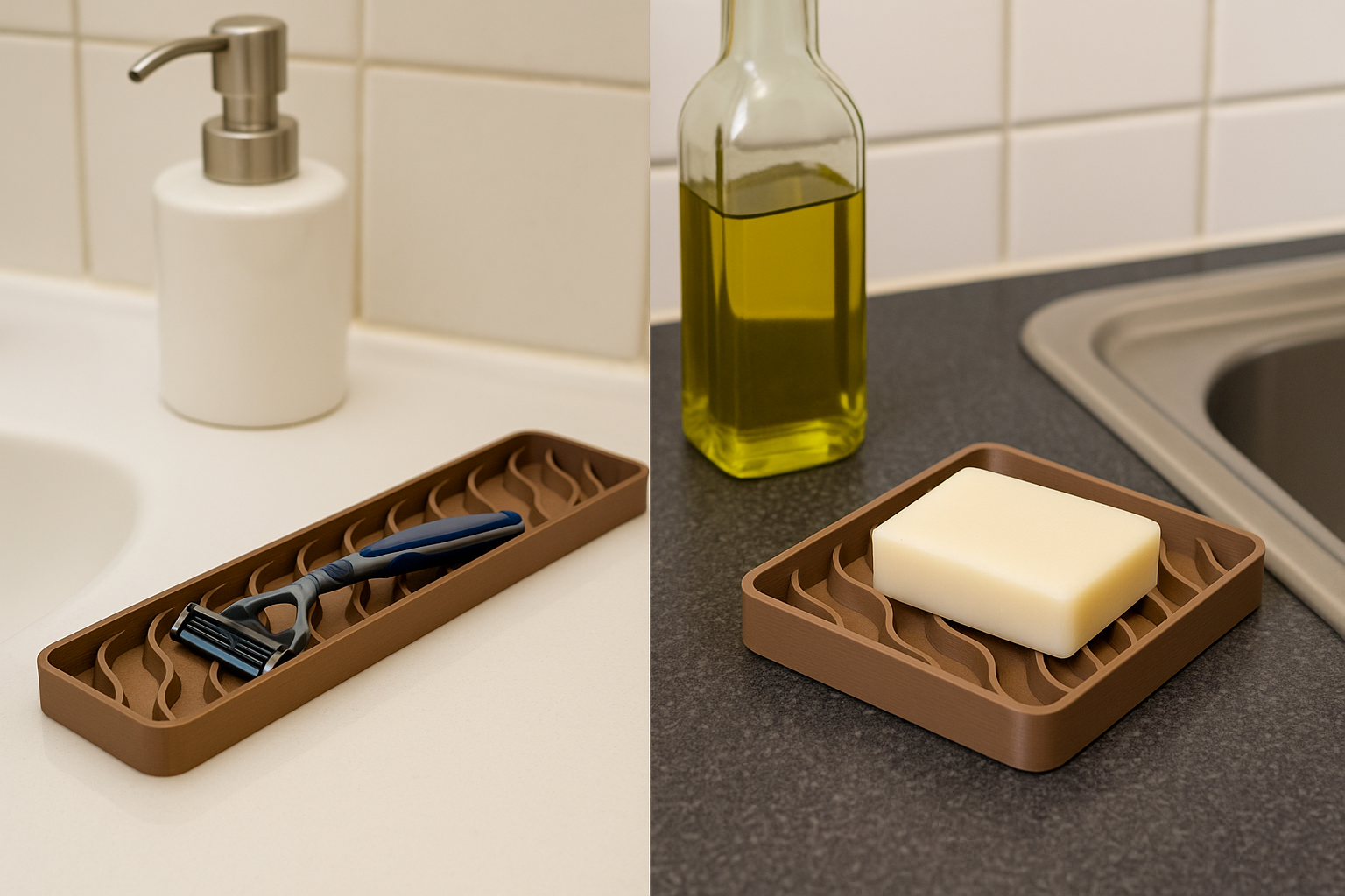 Parametric Wavy Tray – Elevated Drip-Drying Stand for Wet Items